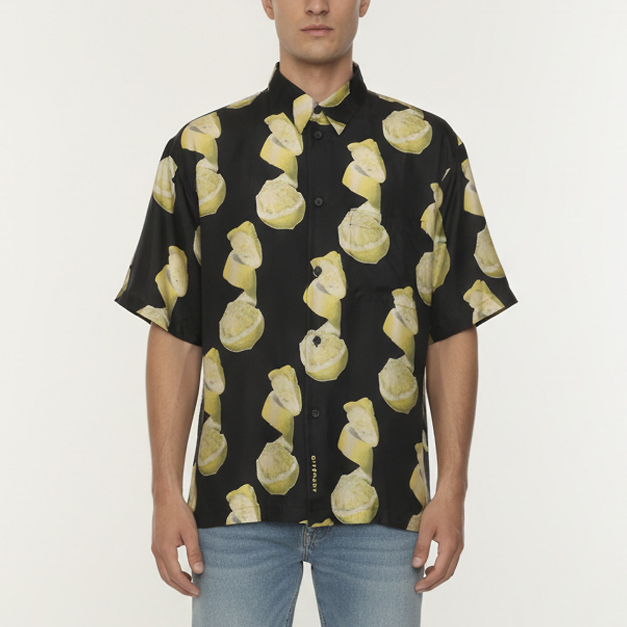 Givenchy Black/Yellow Lemon Printed Silk Hawaiian Shirt S