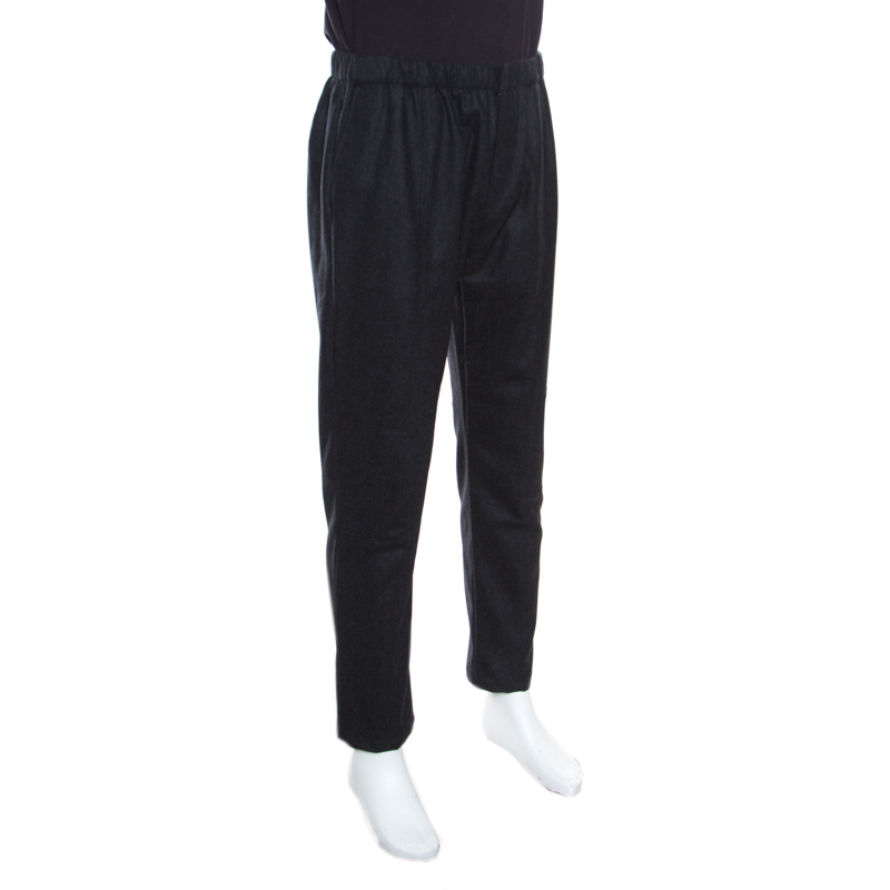 

Givenchy Dark Grey Wool Elasticized Waist Zip Detail Pants