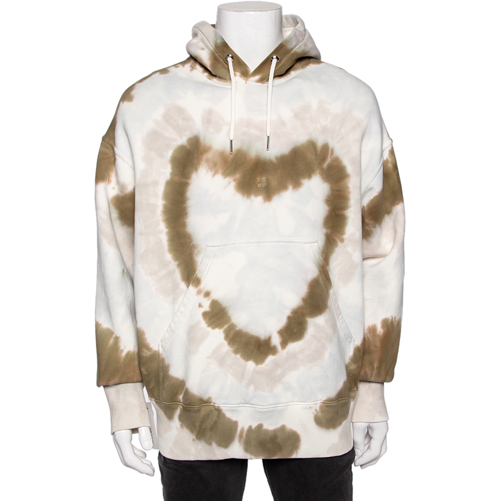 

Givenchy White Tie-Dye Heart Printed Cotton Knit Oversized Hoodie