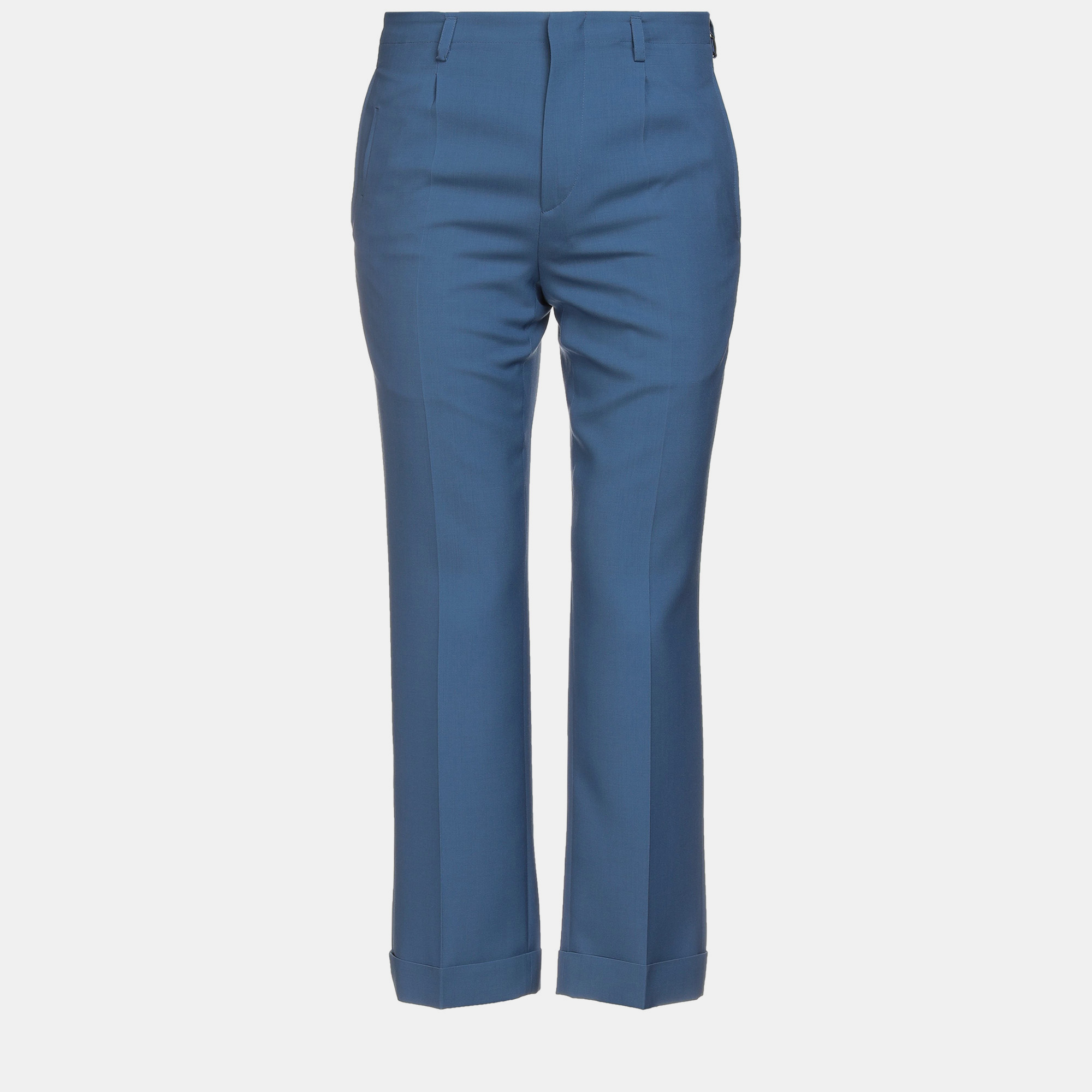 Pre-owned Givenchy Blue Wool Trousers Size 48