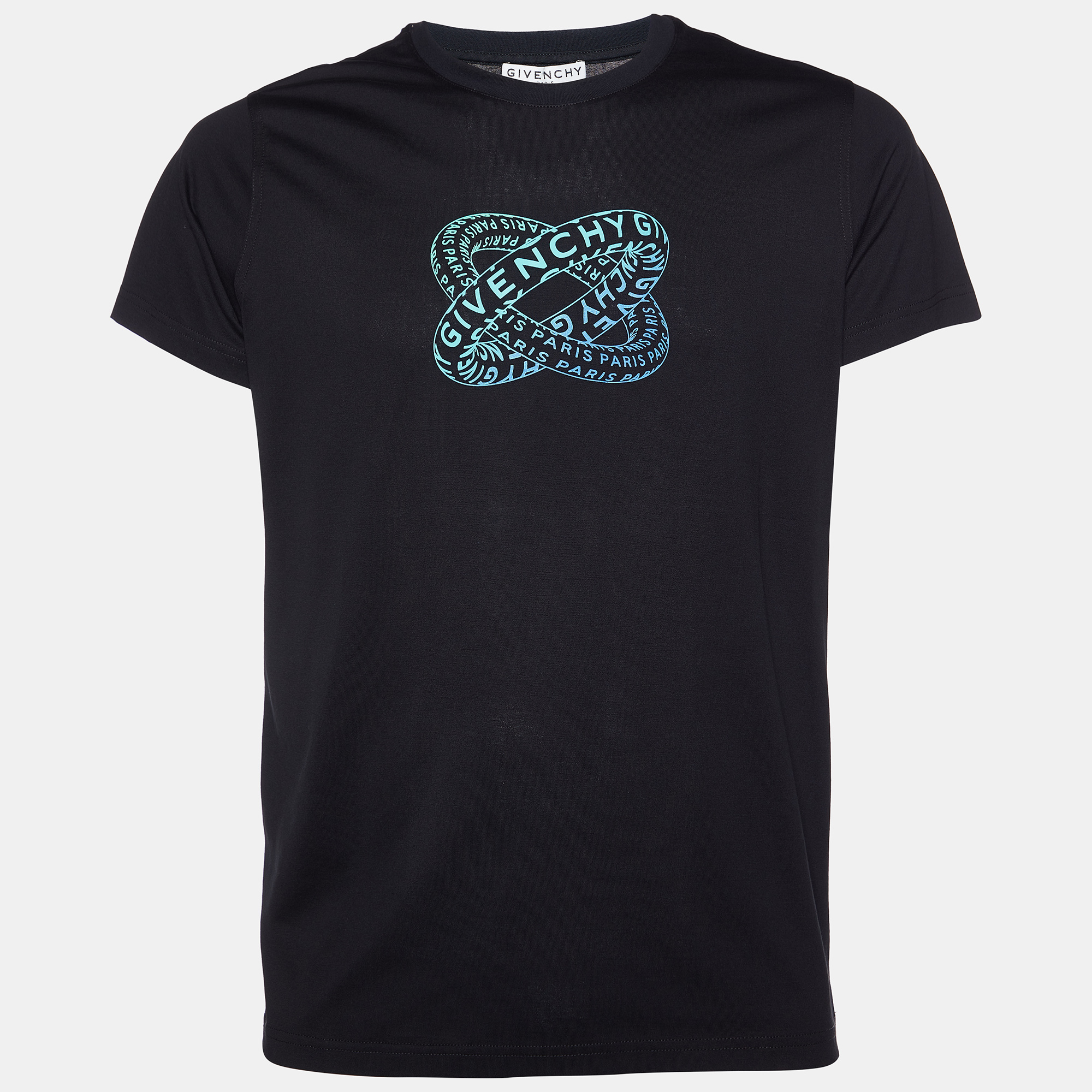 

Givenchy Black Infinity Rings Logo Print Cotton Regular Fit T-Shirt XXS