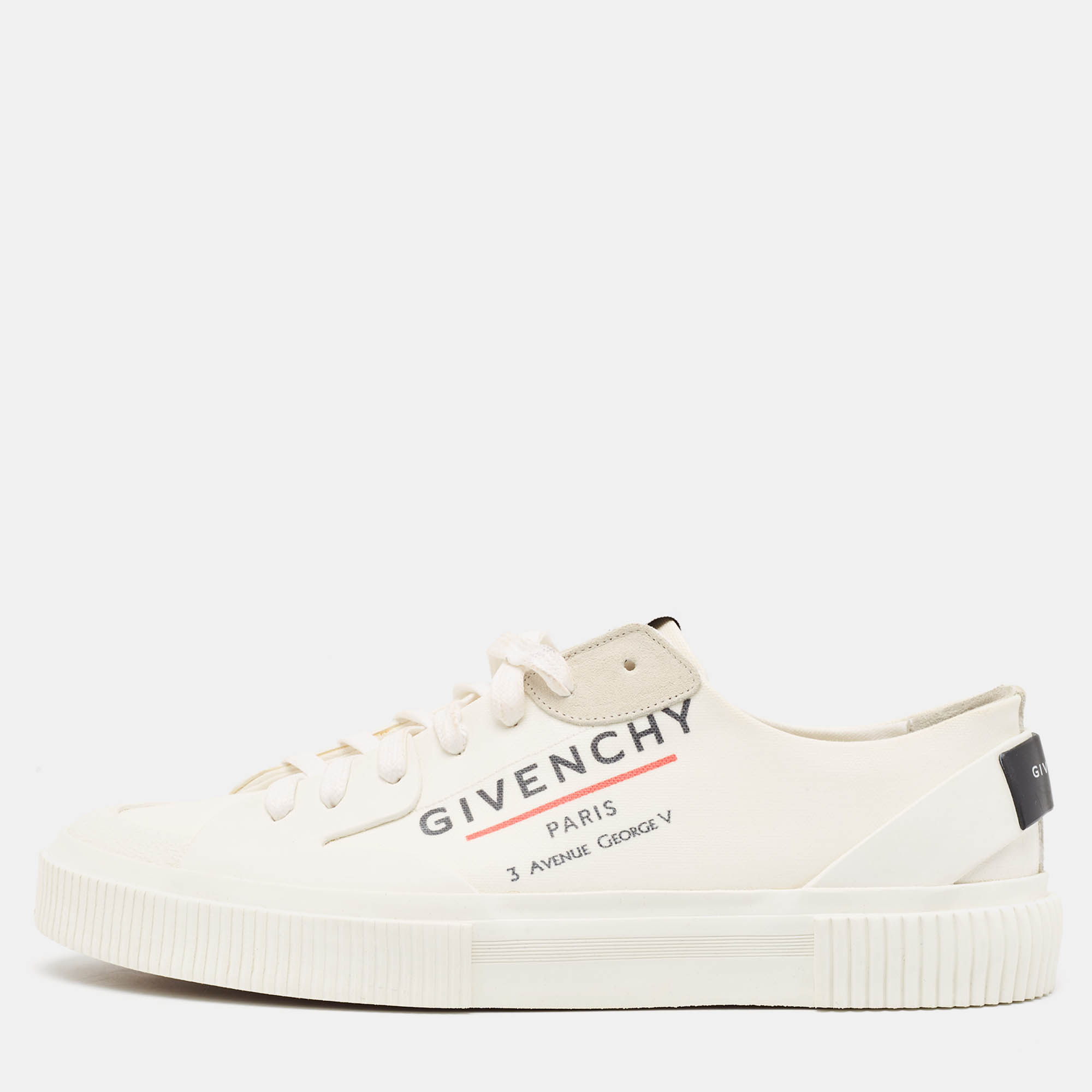 

Givenchy White Logo Print Coated Canvas Tennis Sneakers Size