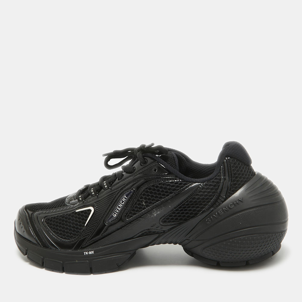 

Givenchy Black Faux Leather and Mesh Lace Up Sneakers Size