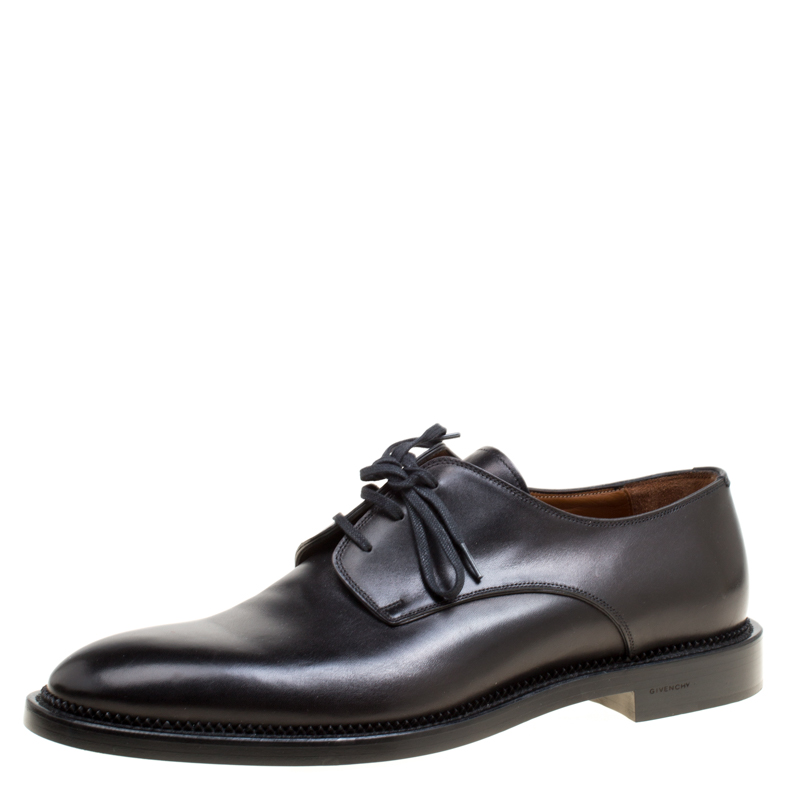 Givenchy Black Leather Uniform Kline Lace Up Derby Size 44