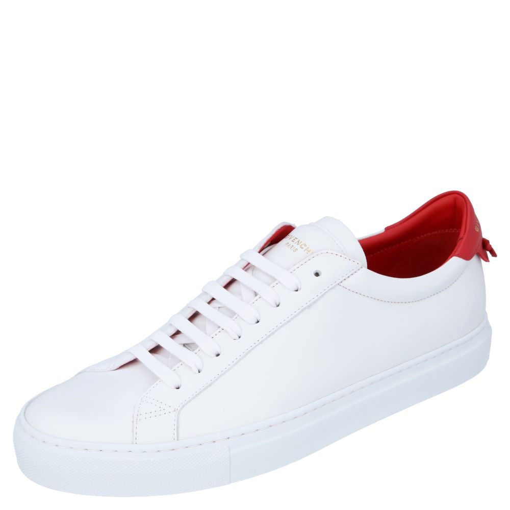Pre-owned Givenchy White/red Leather Urban Street Sneakers Size Eu 42