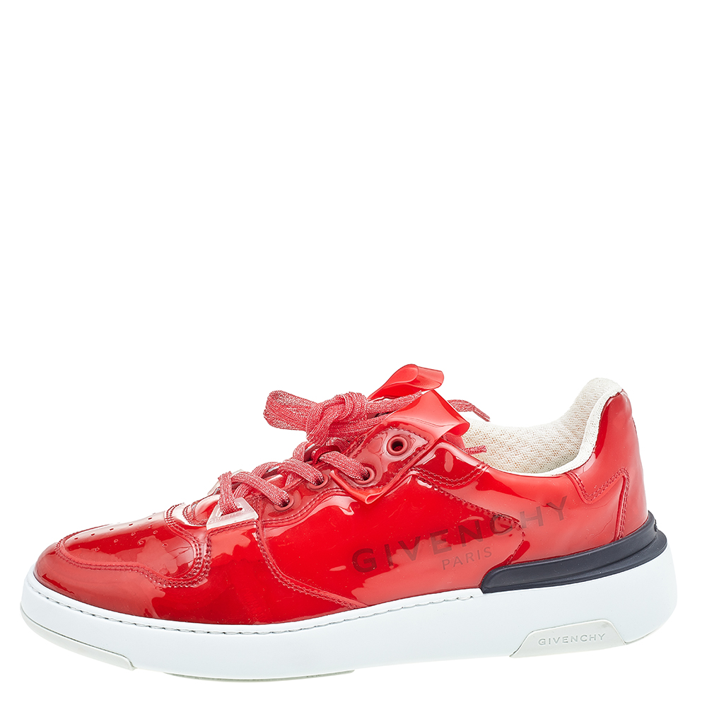 

Givenchy Red Vinyl Wing Low Top Sneakers Size