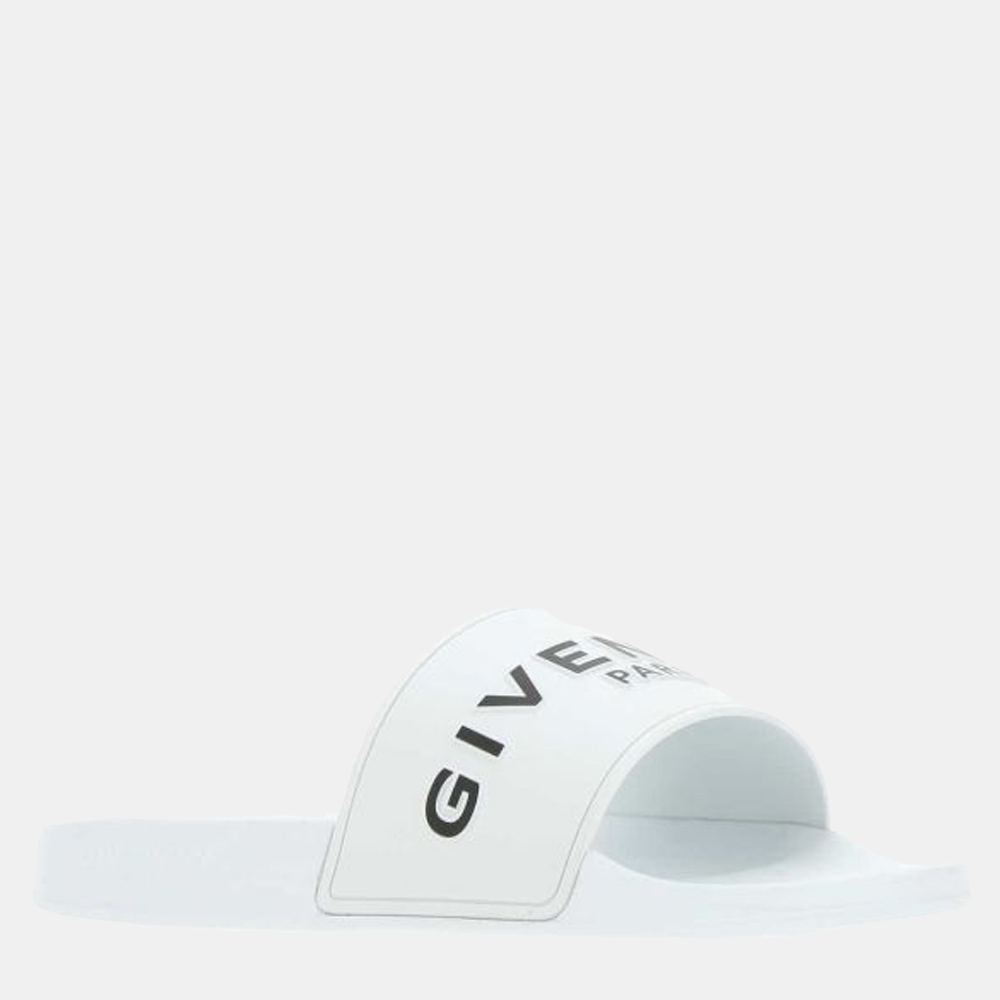 

Givenchy White Rubber Logo Slippers Size EU