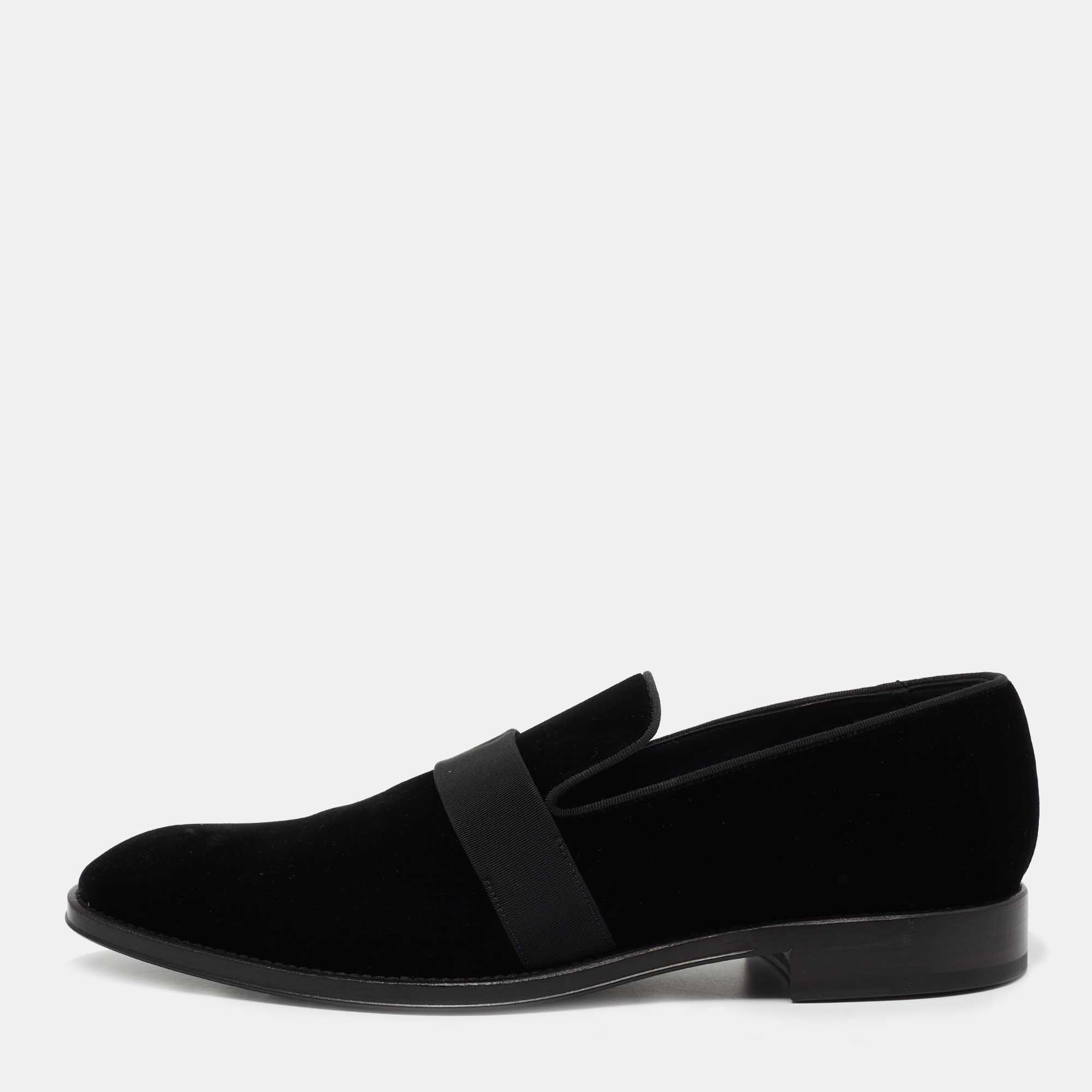 Givenchy Black Velvet Jenaro Slip On Loafers Size 44