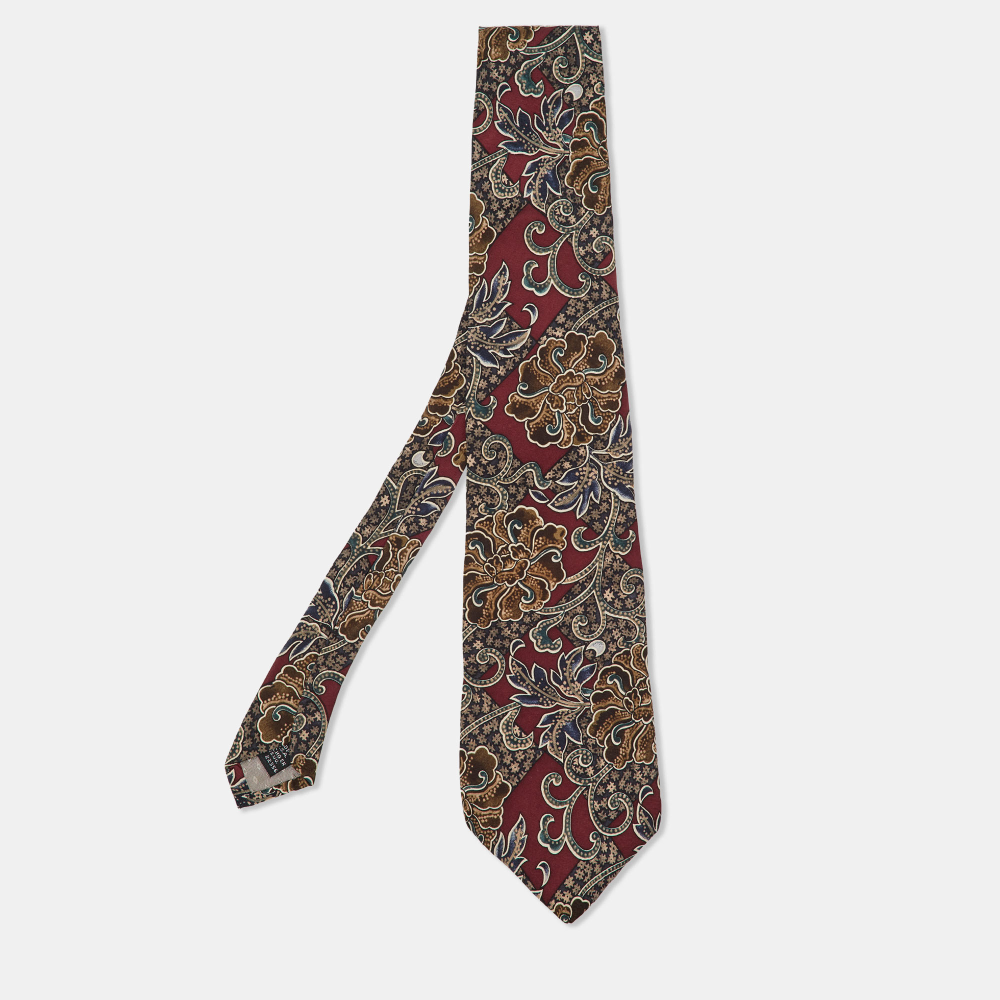 

Givenchy Vintage Multicolor Floral Print Silk Traditional Tie