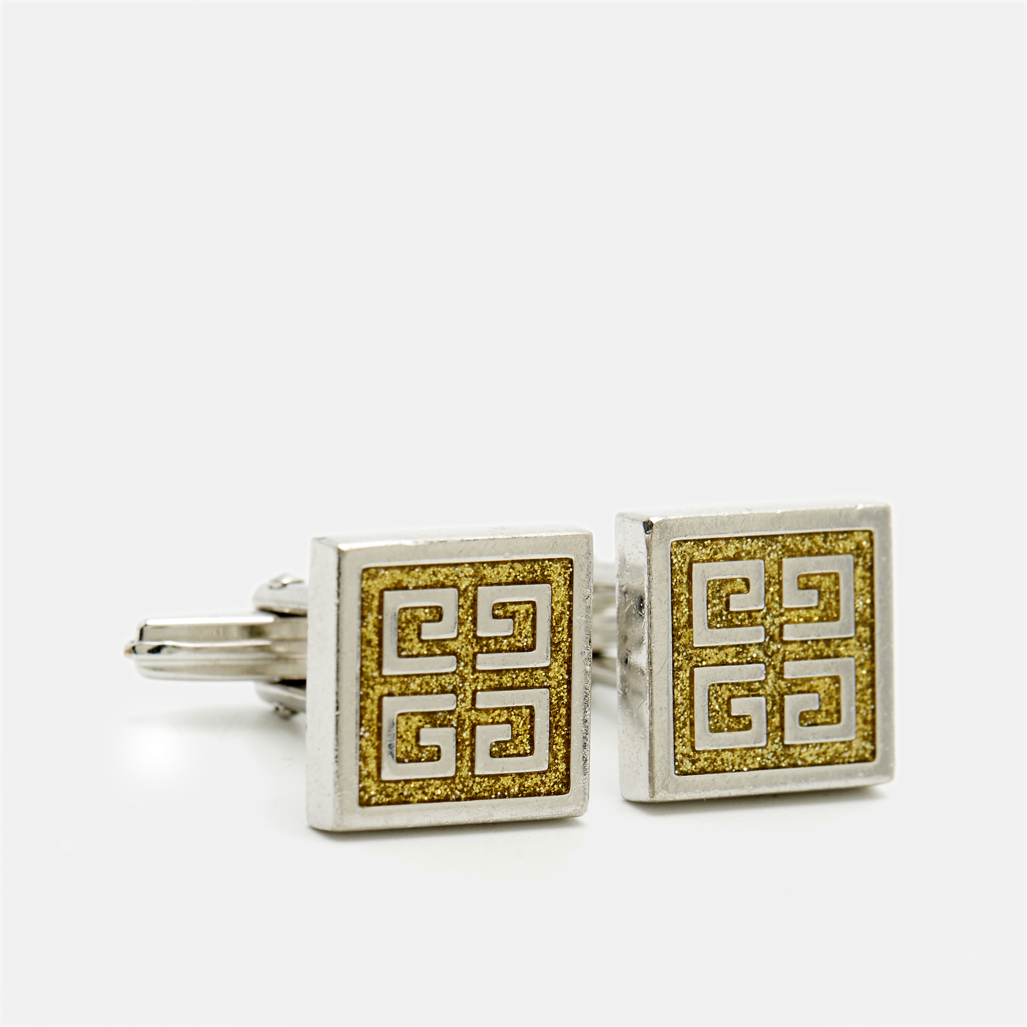 

Givenchy Logo Enamel Silver Tone Cufflinks
