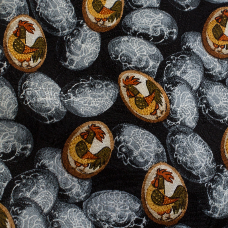 

Givenchy Black Chicken Print Silk Tie