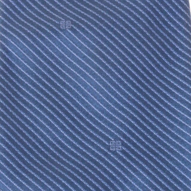 

Givenchy Blue Striped Logo Silk Tie