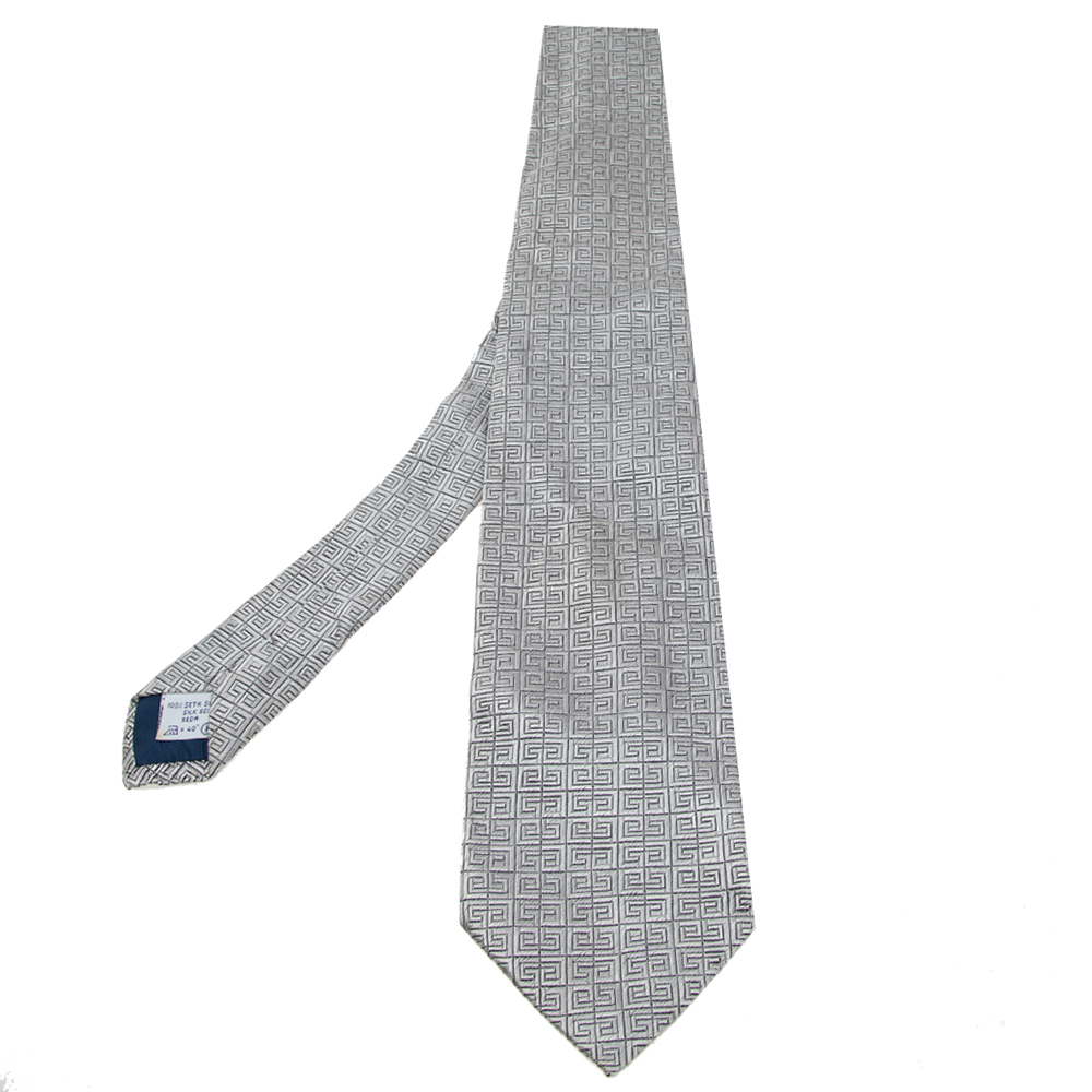

Givenchy Silver GG Patterned Jacquard Silk Tie