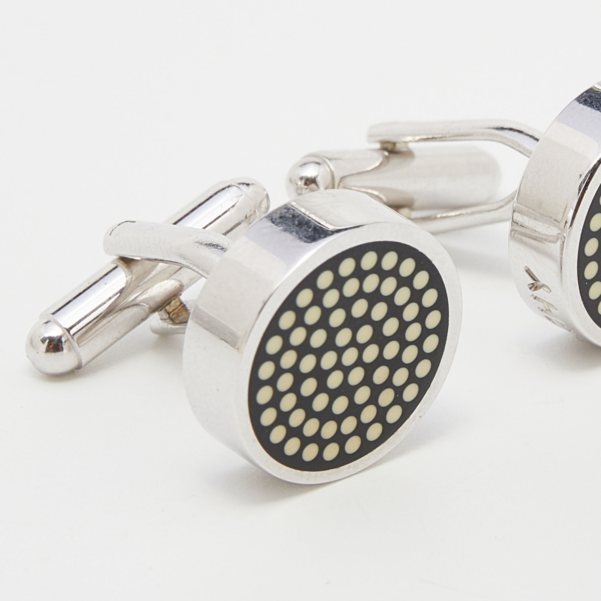 

Givenchy Vintage Black Resin Dots Round Cufflinks