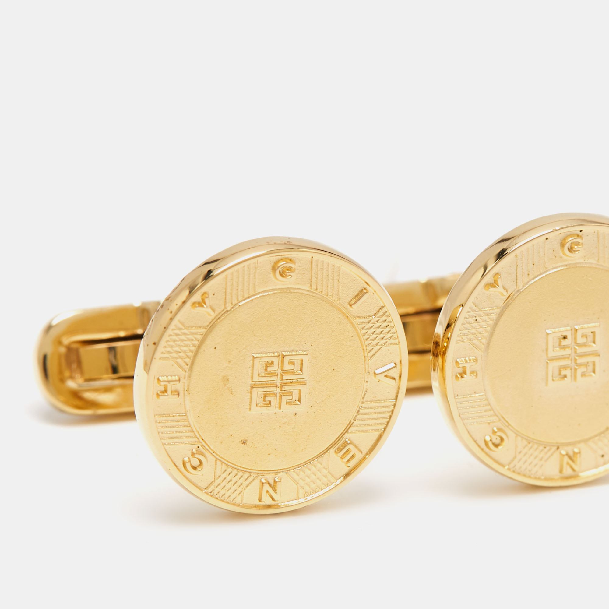 

Givenchy Gold Tone Logo Round Cufflinks