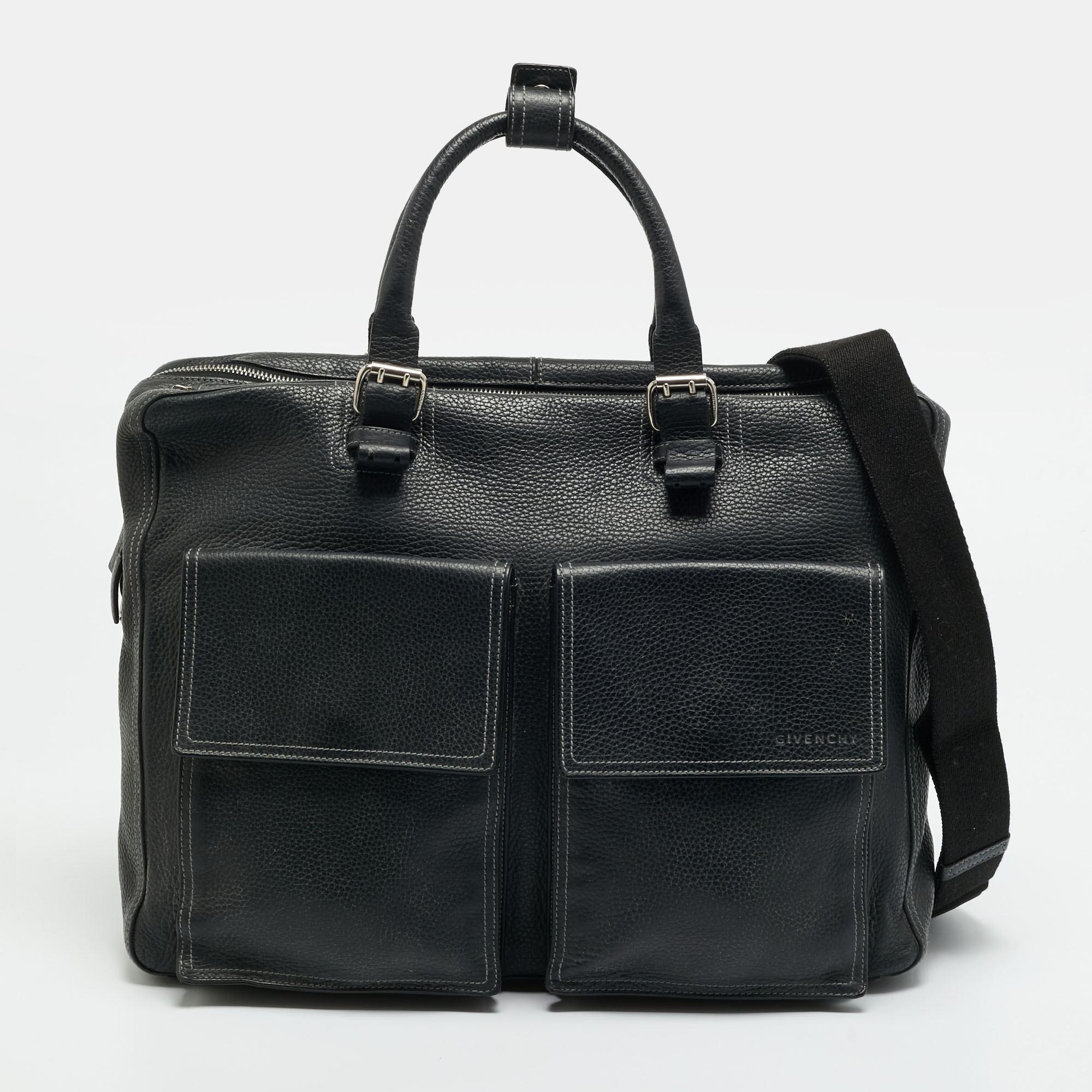 

Givenchy Double Gusset Black Leather Briefcase