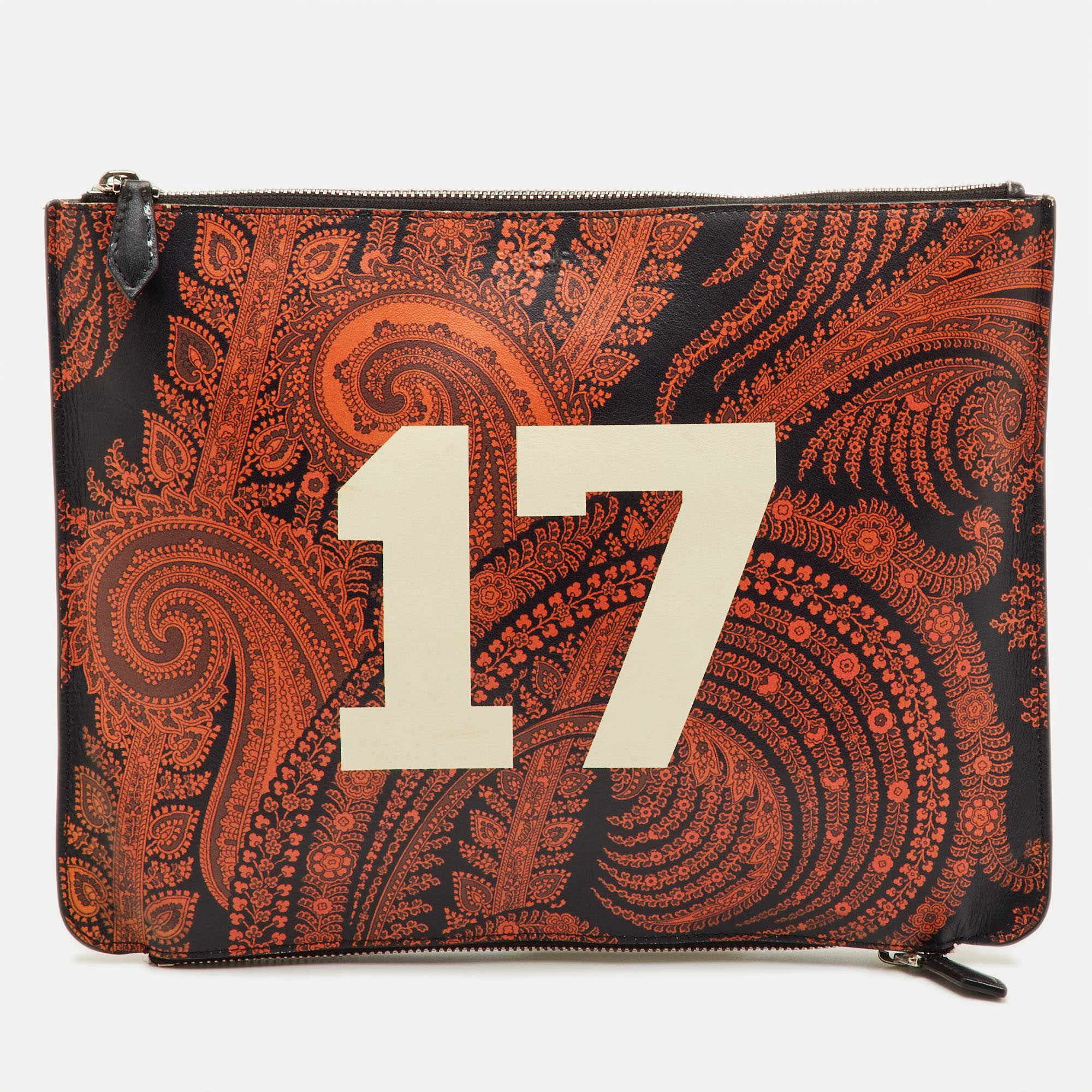 

Givenchy Paisley Print 17 Leather Flat Zip Pouch, Multicolor