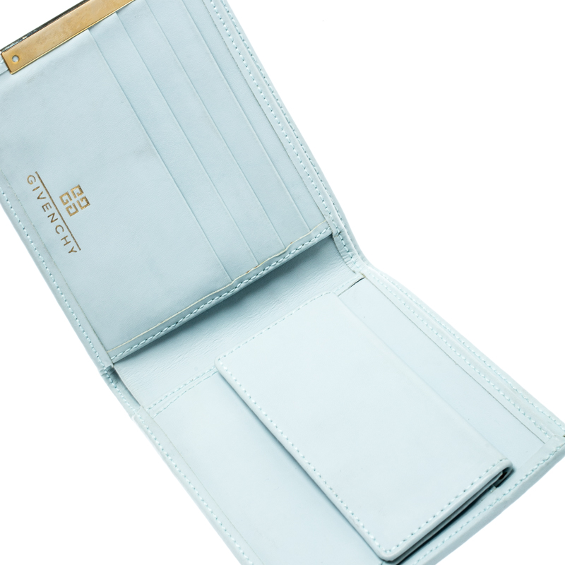 

Givenchy Light Blue/Brown Canvas and Leather Compact Wallet, Multicolor