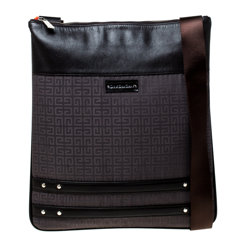 Givenchy Brown Signature Canvas and Leather Messenger Bag