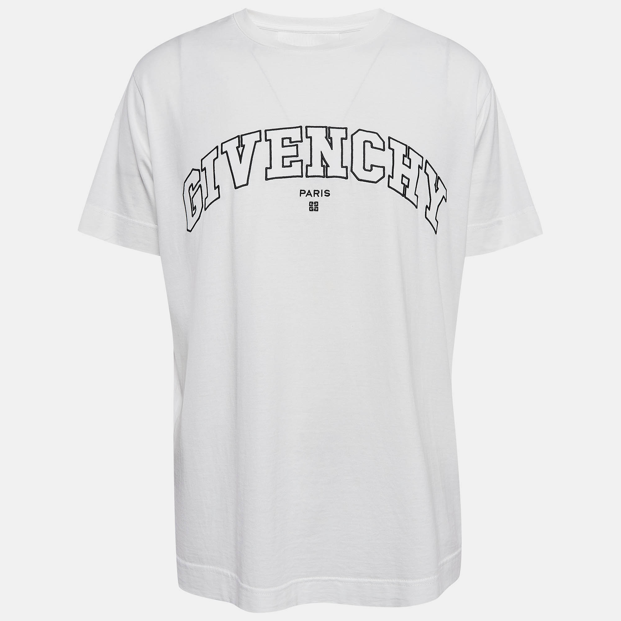

Givenchy White Logo Embroidered Cotton Classic Fit T-Shirt L