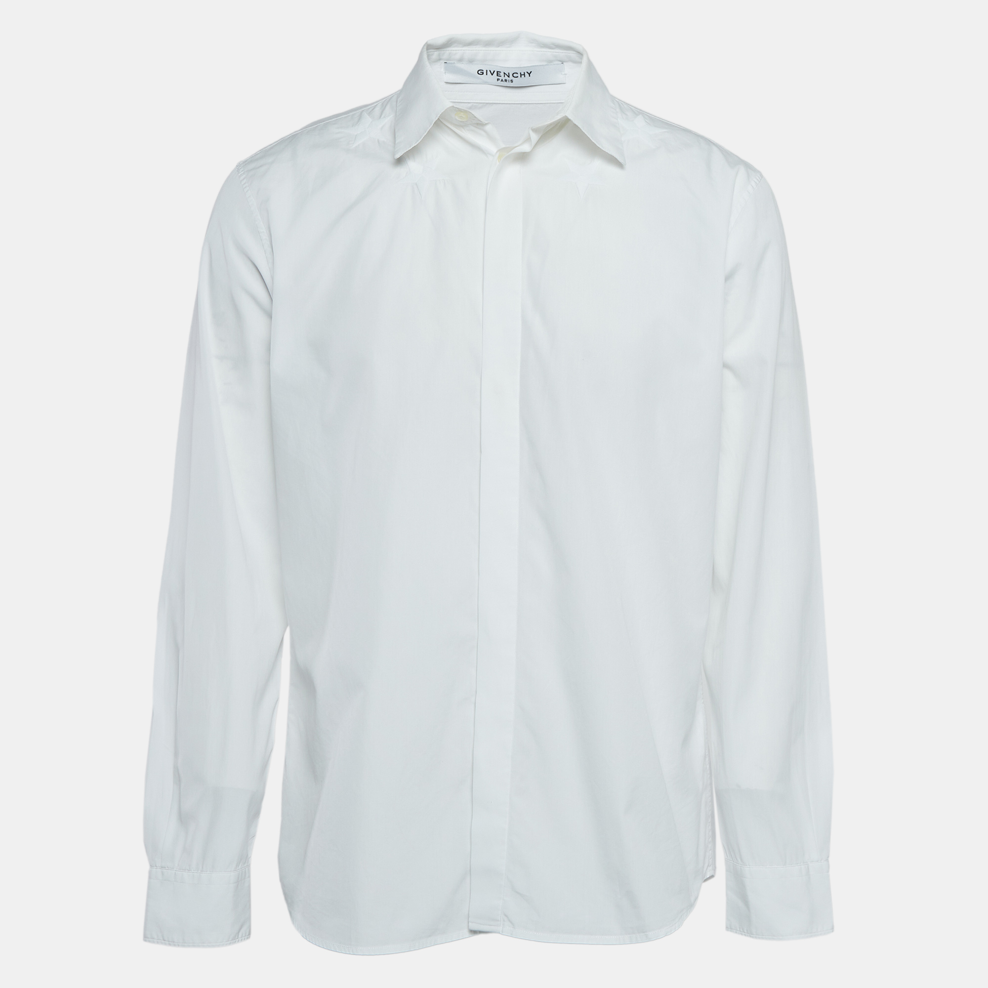 

Givenchy White Star Embroidered Cotton Shirt L, Blue
