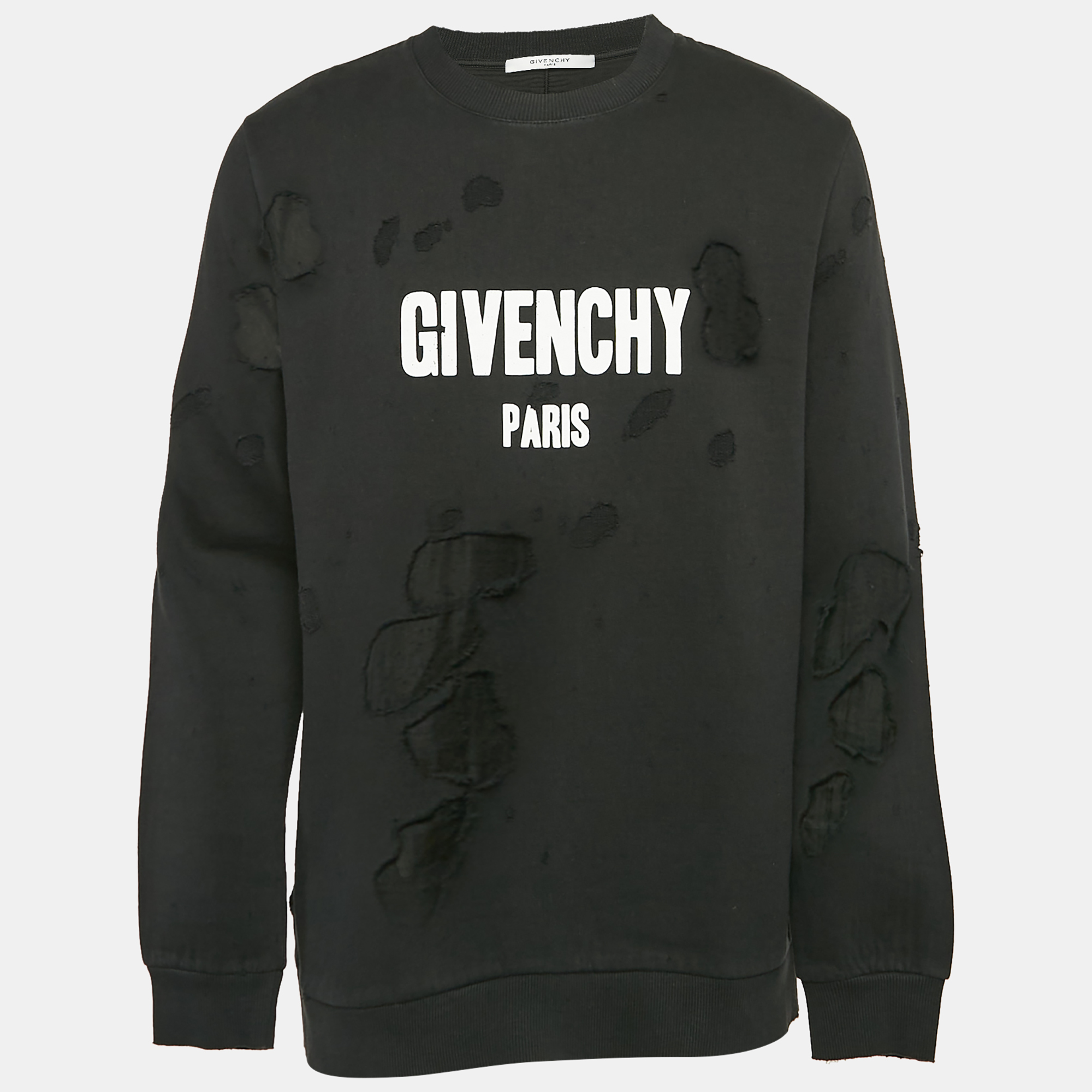 

Givenchy Black Distressed Logo Print Cotton Sweatshirt M