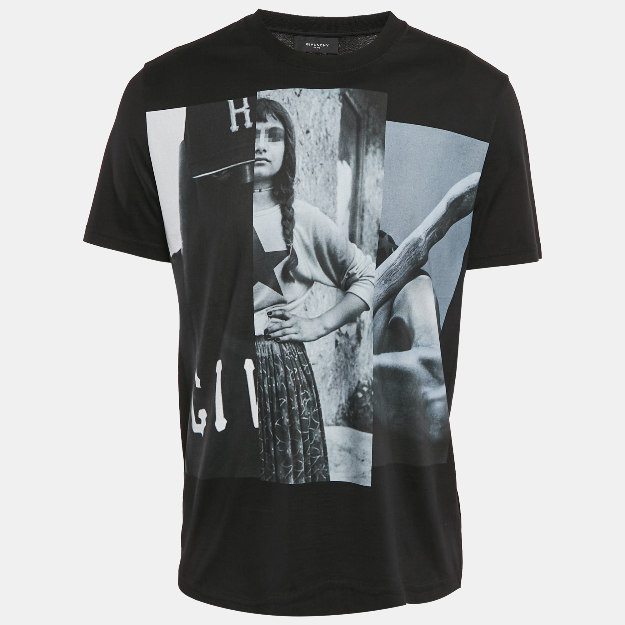 

Givenchy Black Printed Cotton Crew Neck T-Shirt L