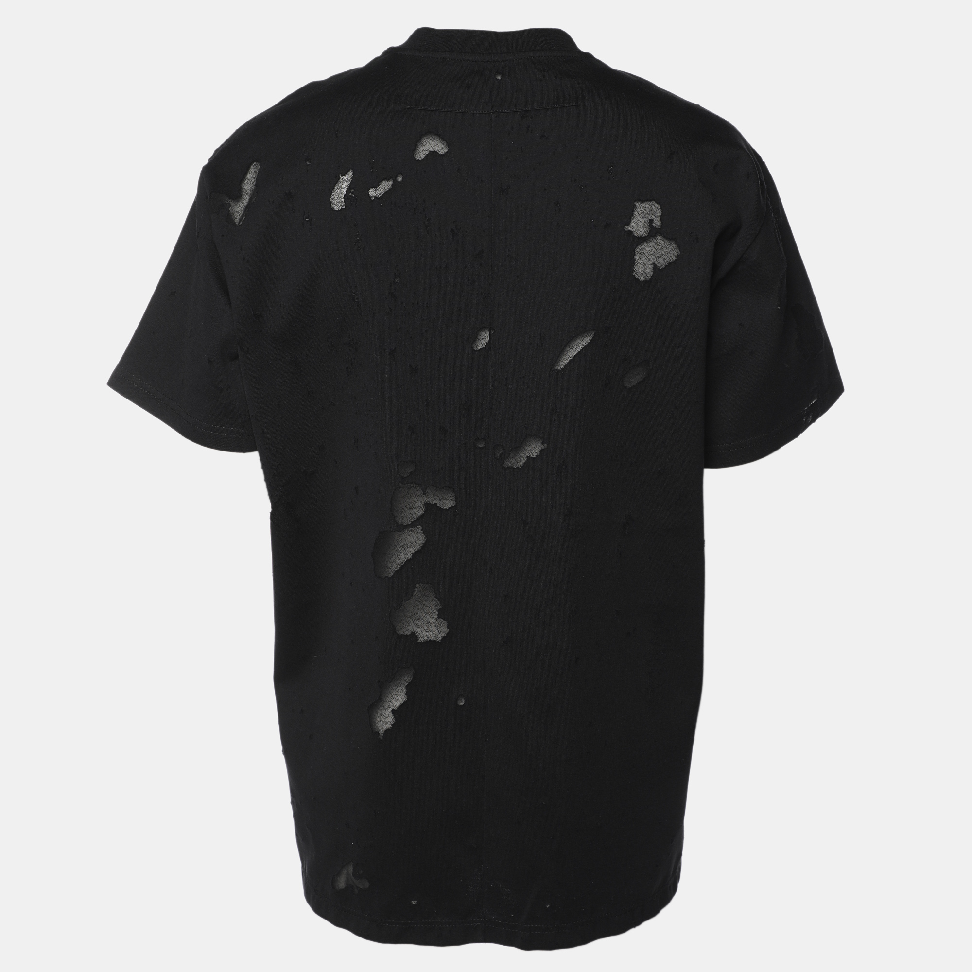 Givenchy Black Logo Print Cotton Distressed T-Shirt M 