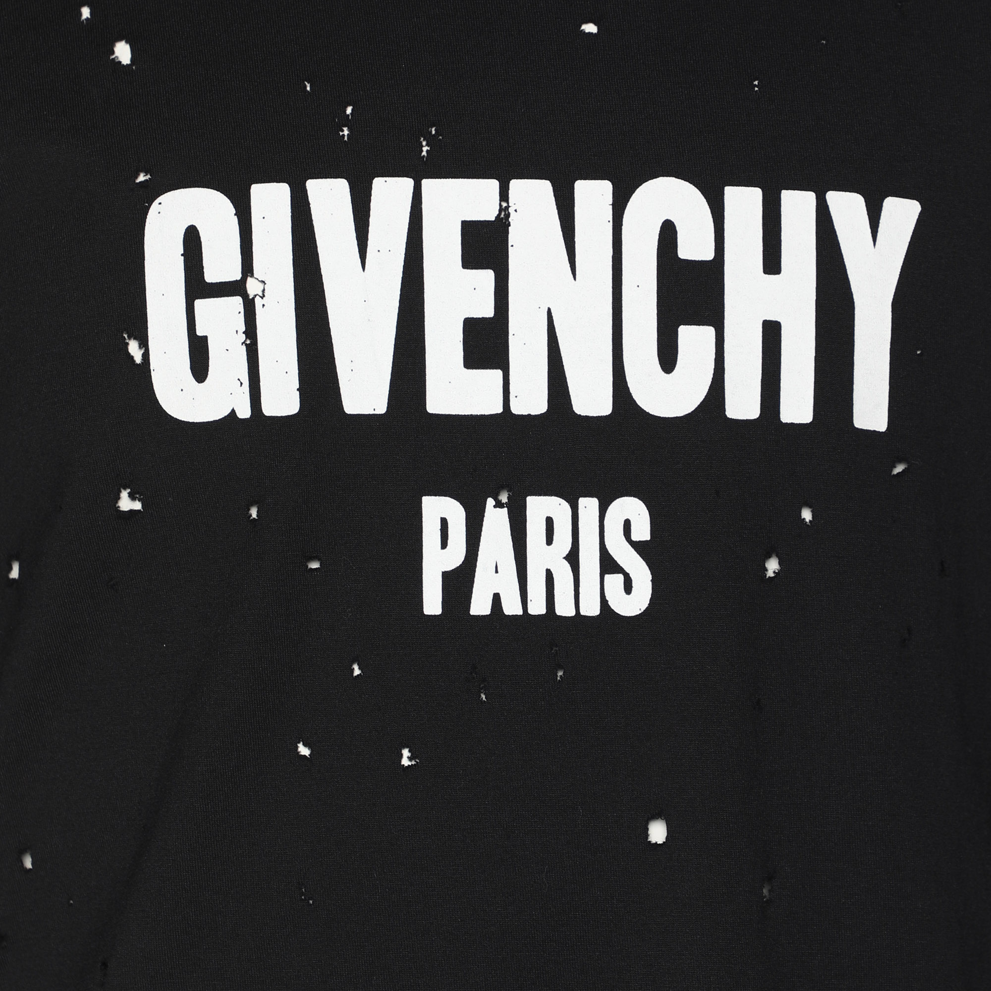 Givenchy Black Logo Print Cotton Distressed T-Shirt S 