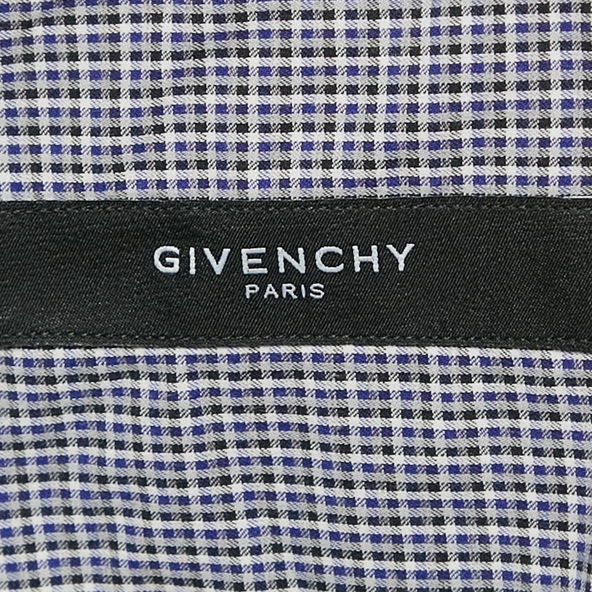 Givenchy Blue/Multicolor Gingham Cotton Button Front Shirt XXXL 