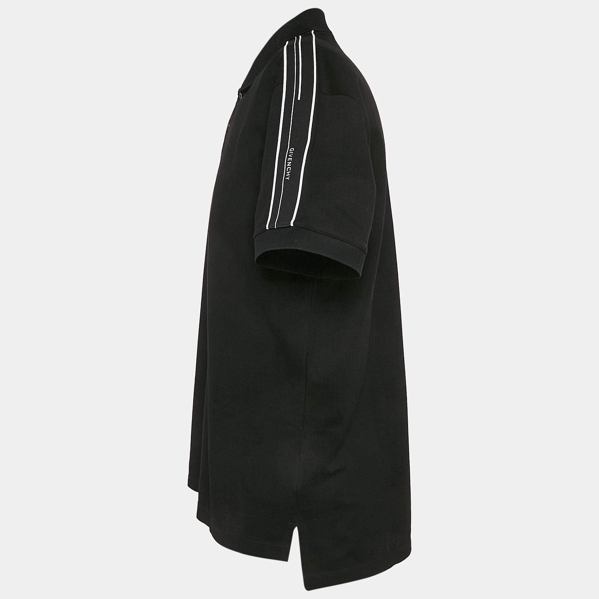 Givenchy Black Logo Tape Cotton Pique Polo T-Shirt M 
