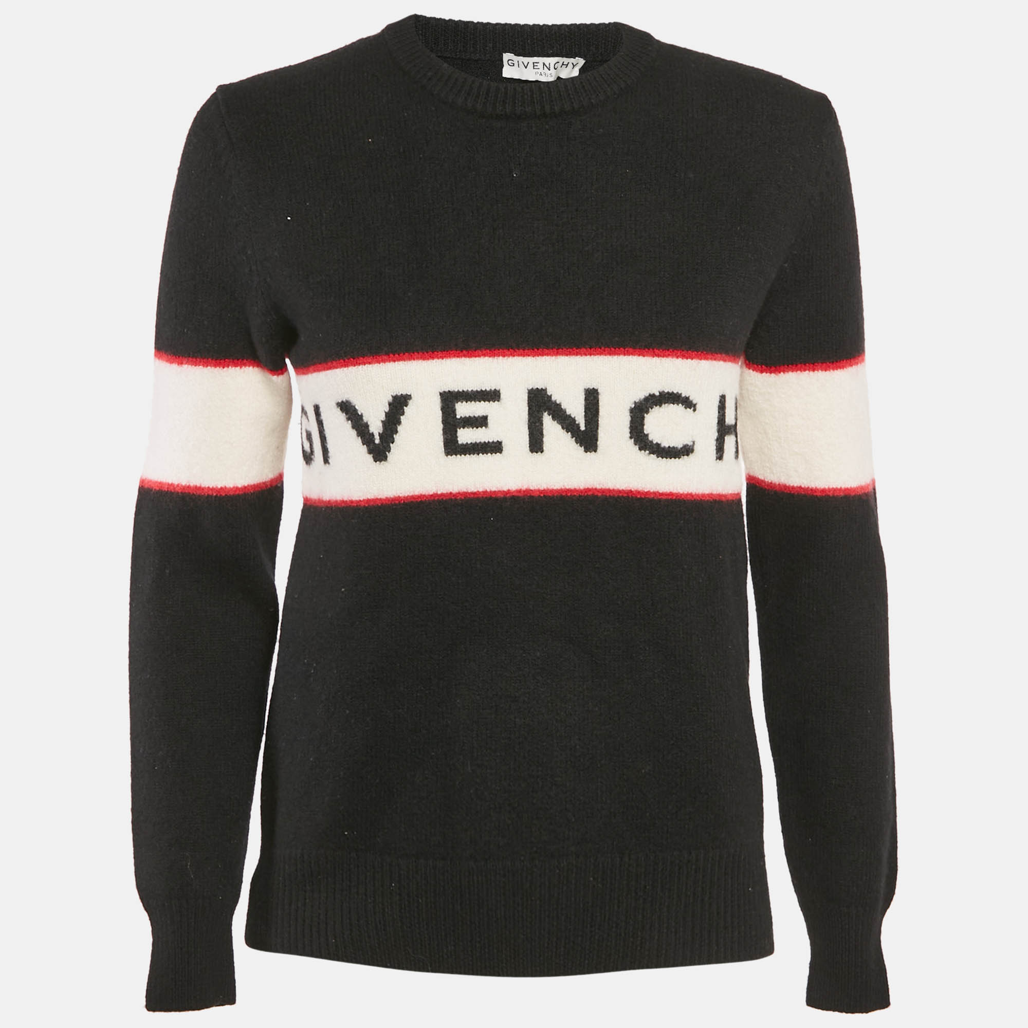 

Givenchy Black Logo Intarsia Wool Knit Sweater M