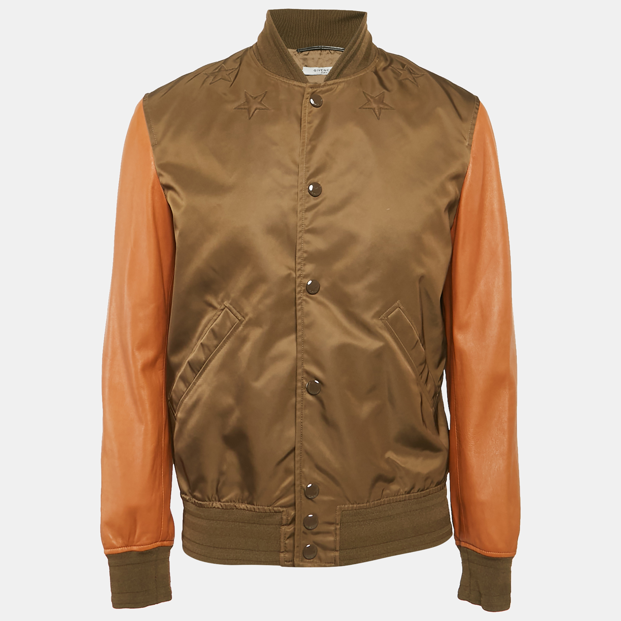 

Givenchy Brown Nylon & Leather Bomber Jacket M