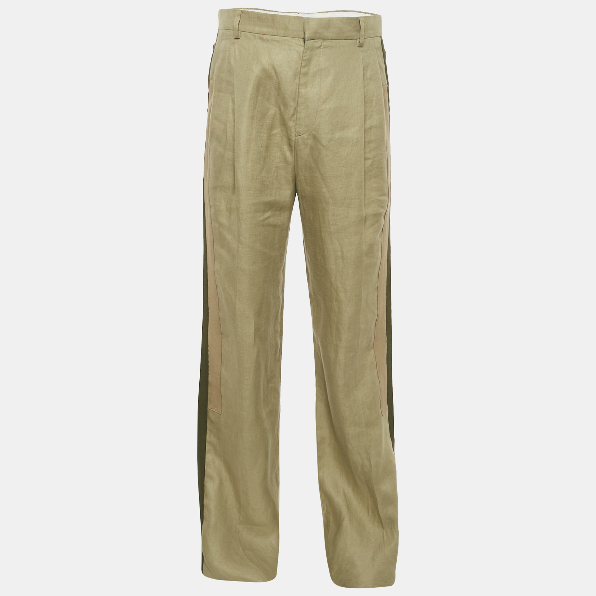 

Givenchy Green Linen Panelled Trousers M