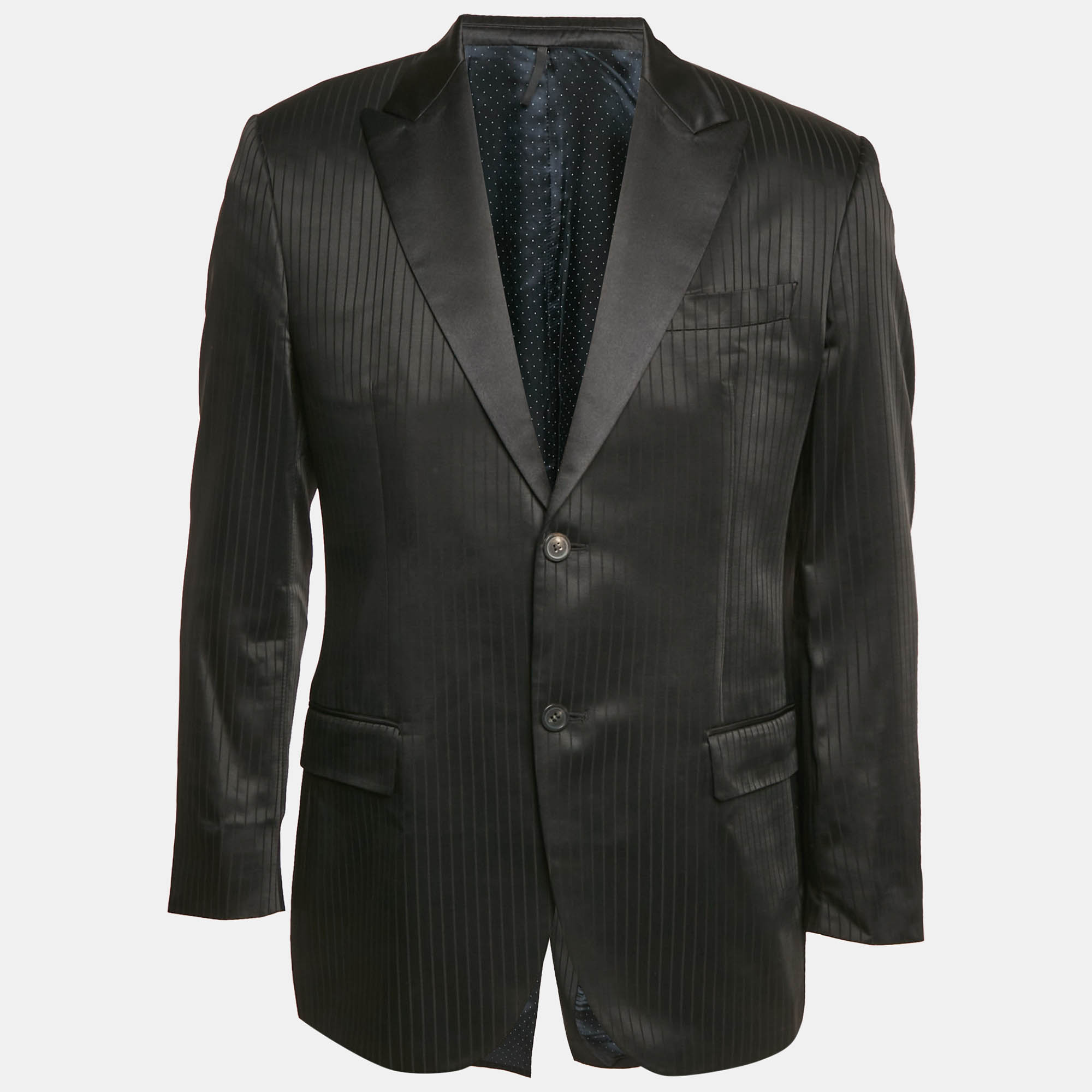 

Givenchy Black Stripe Wool Blend Single Breasted Blazer L