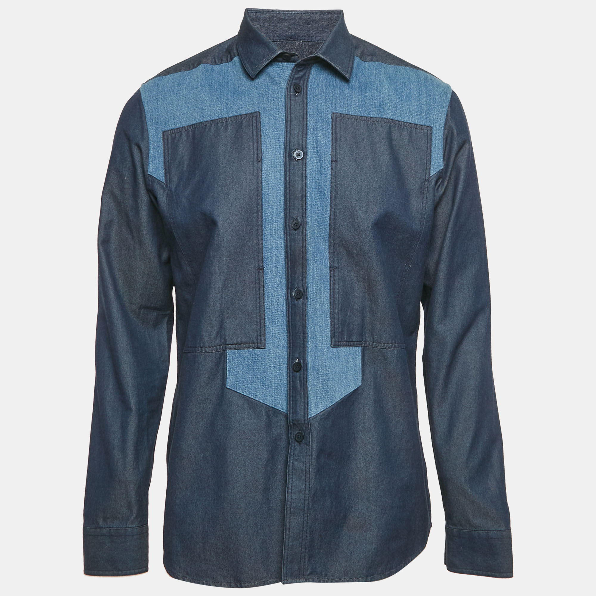 

Givenchy Blue Denim Paneled Long Sleeve Shirt XL