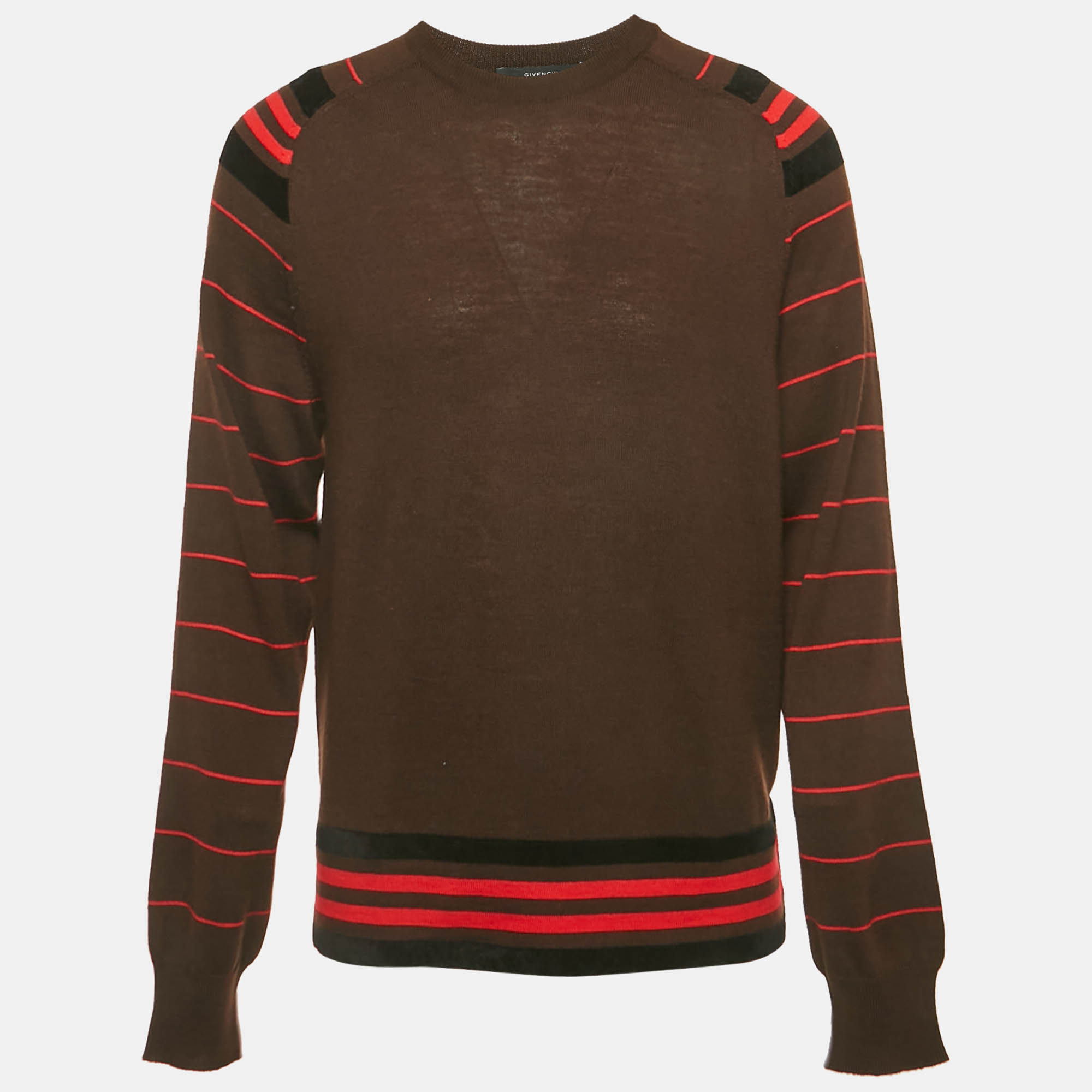 

Givenchy Brown Velvet Trim Wool Knit Sweatshirt L