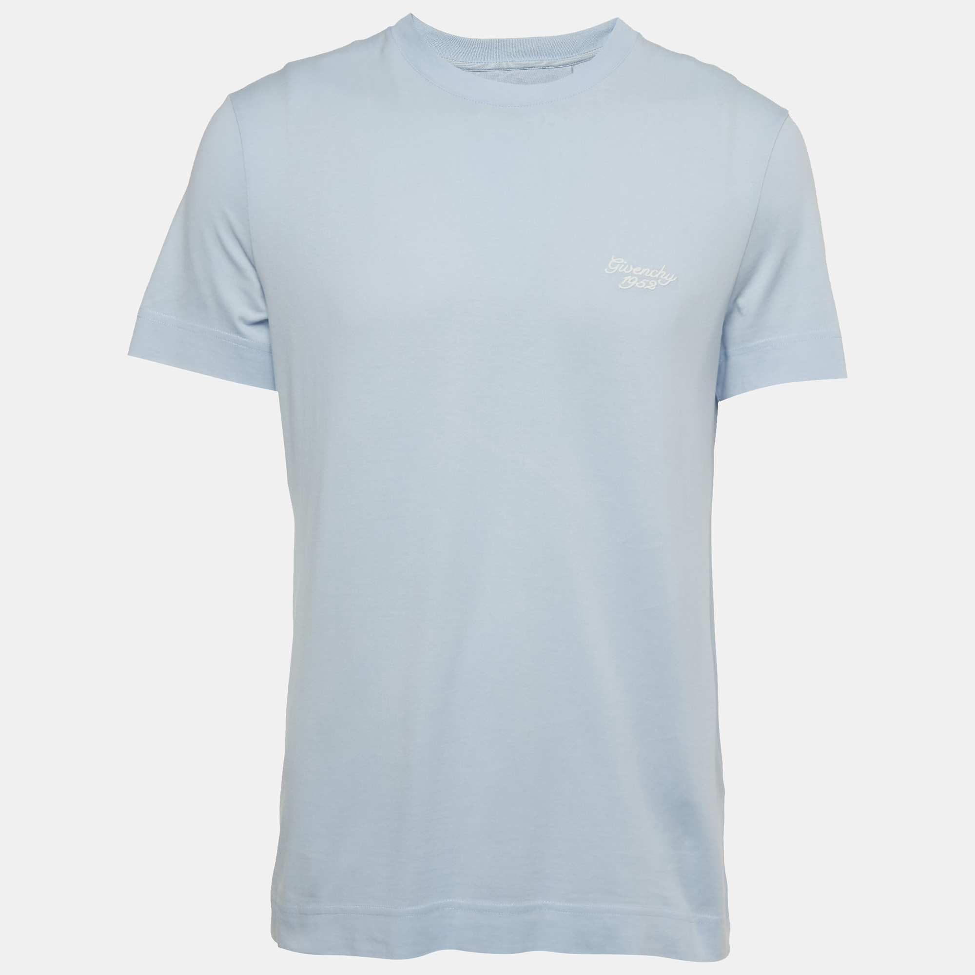 Givenchy Blue Embroidered Jersey Crew Neck T-Shirt M