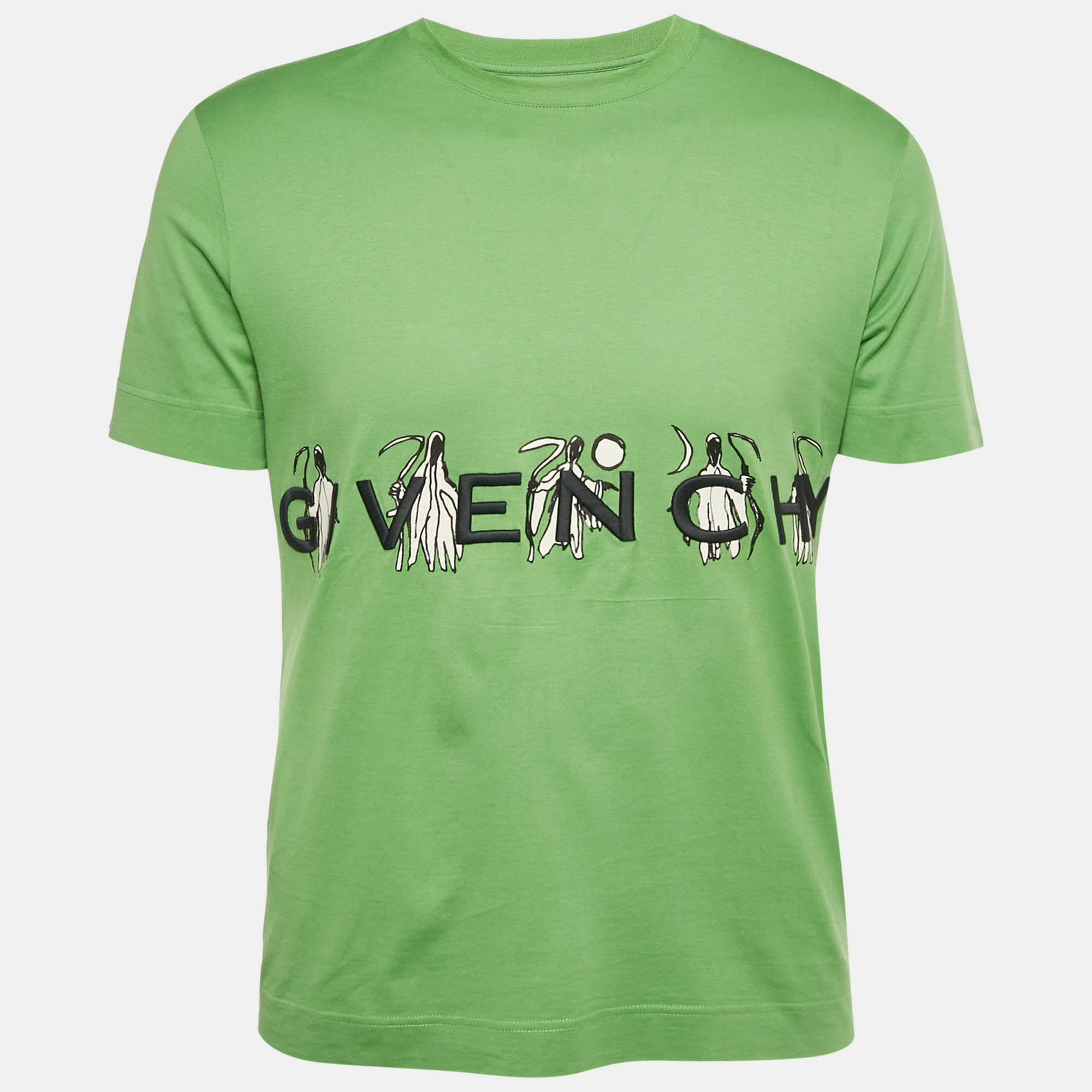 

Givenchy Green Logo Embroidered Jersey Slim Fit T-Shirt M