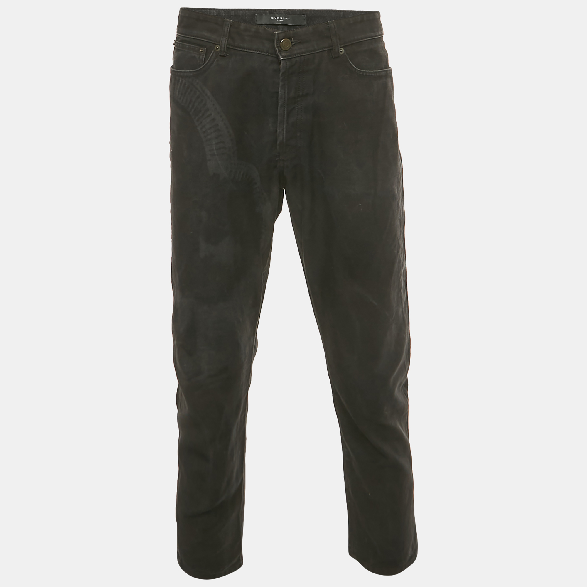 Pre-owned Givenchy Black Printed Denim Jeans Xxl/waist 38"