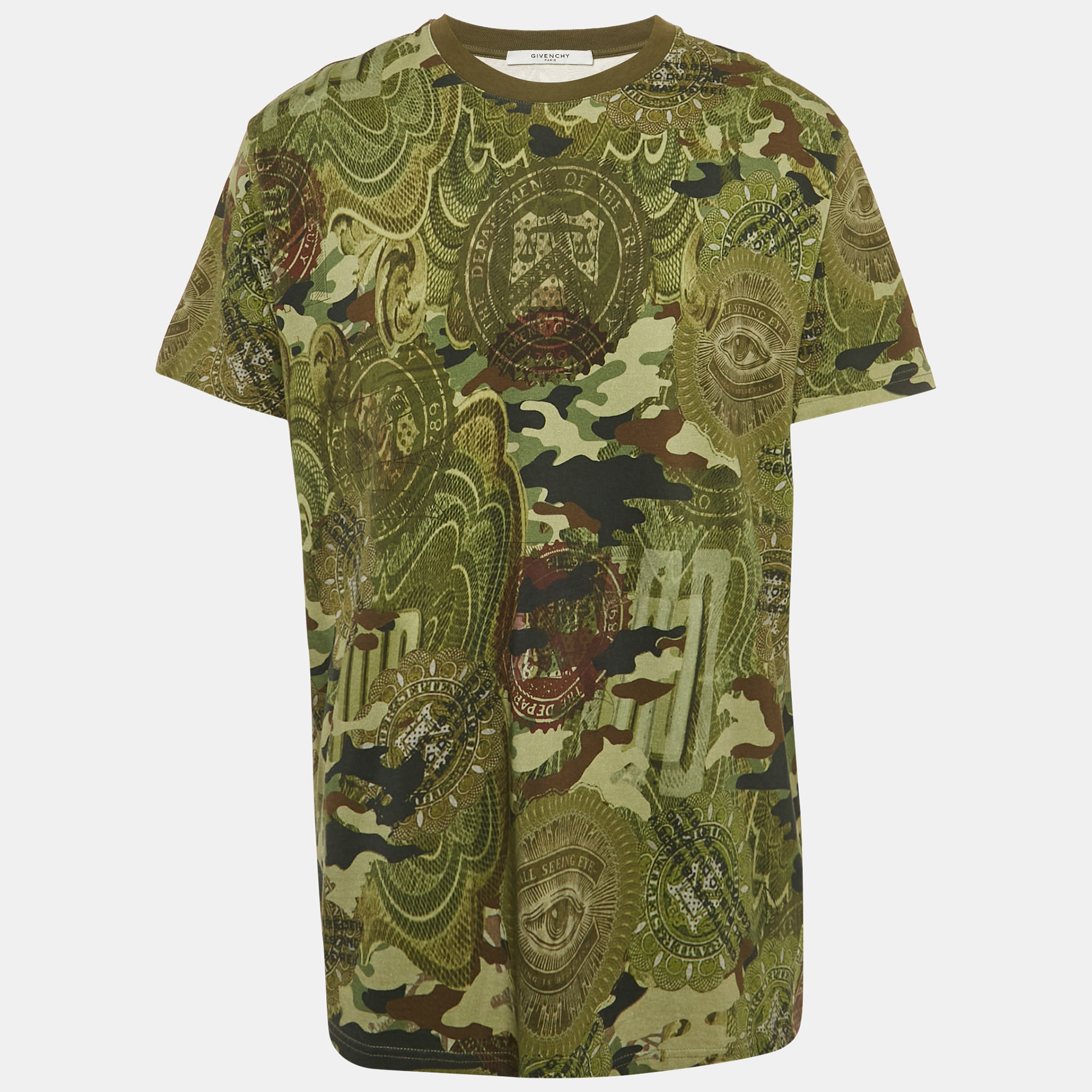 

Givenchy Green Camouflage Print Jersey T-Shirt S