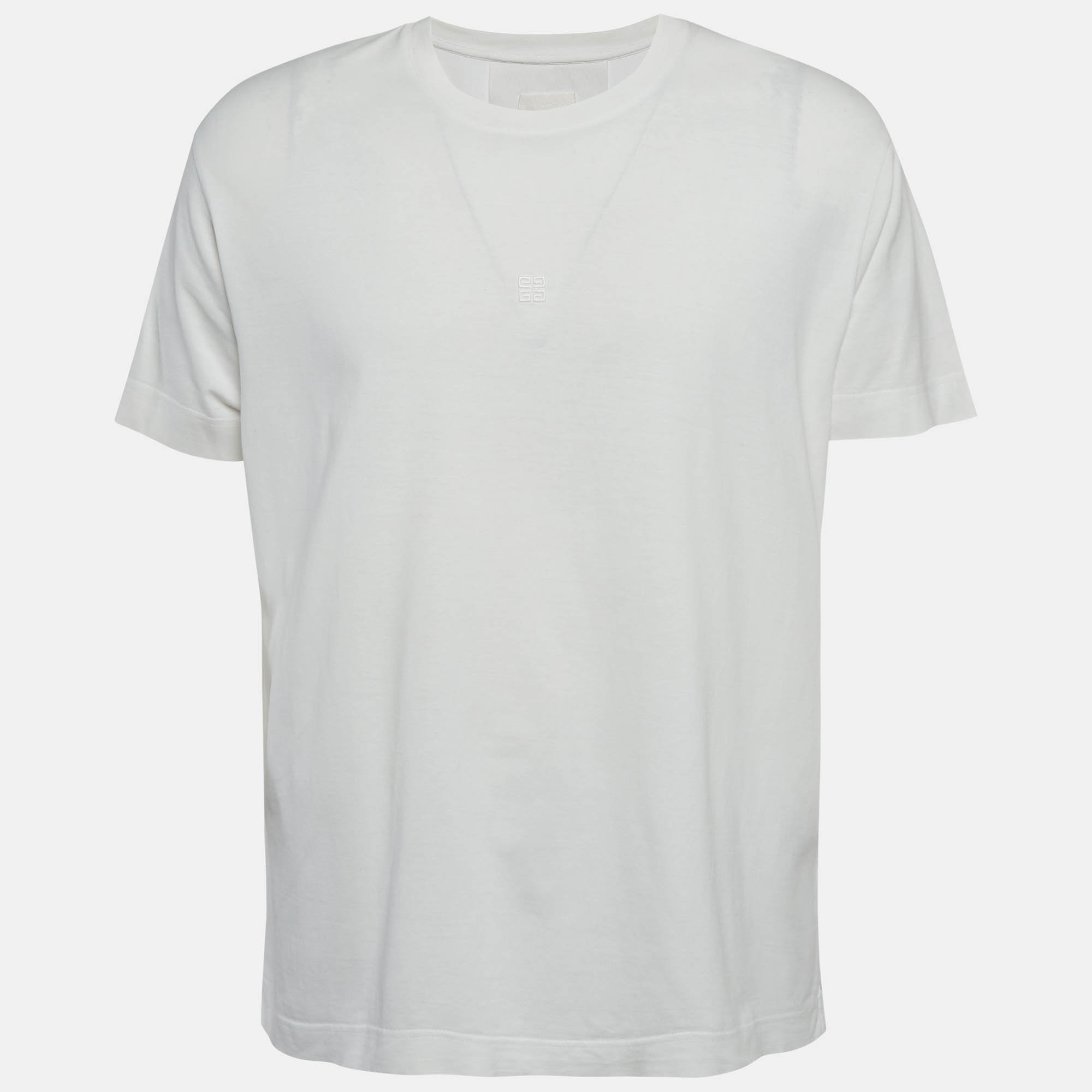 

Givenchy White Logo Embroidered Jersey T-Shirt M