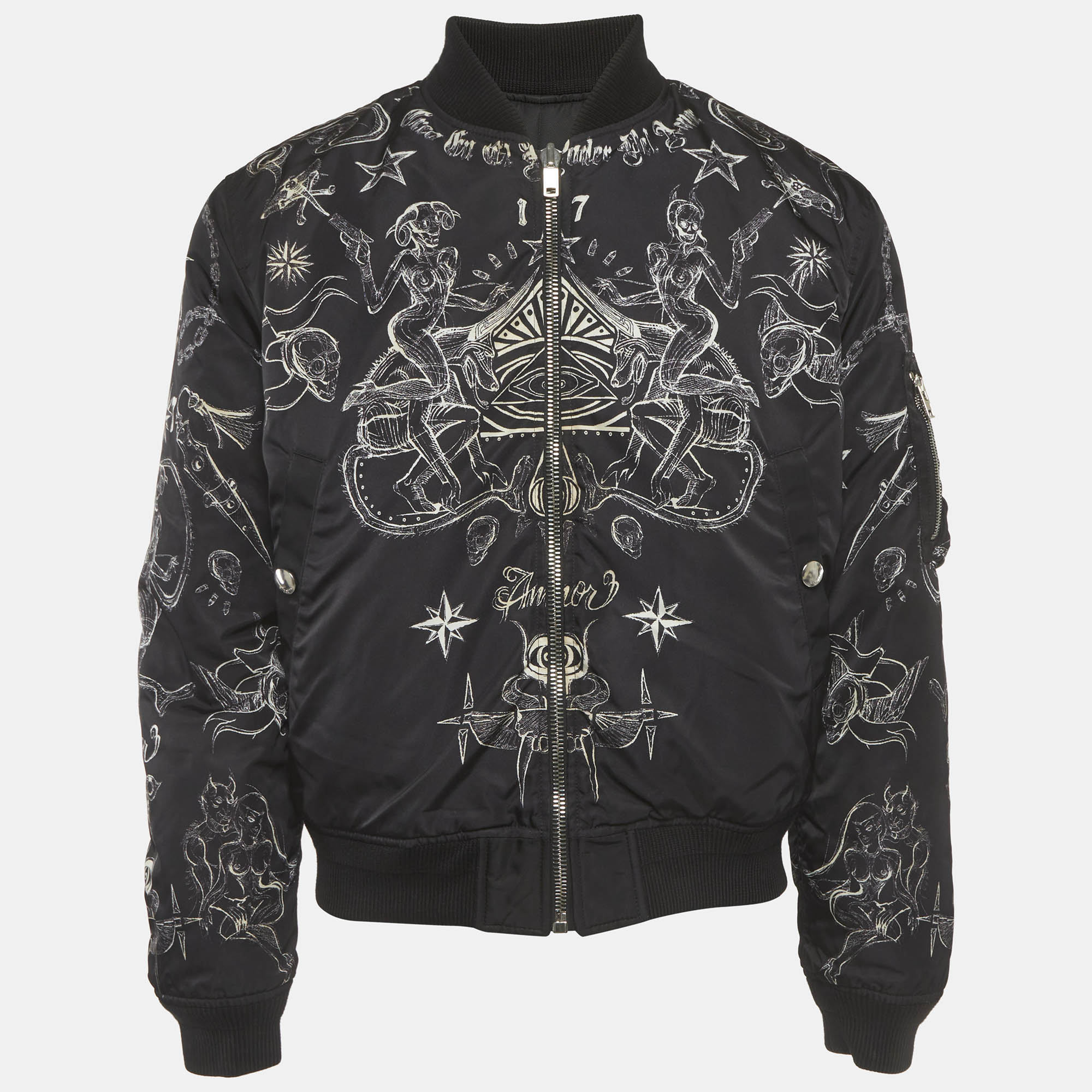 

Givenchy Black Tattoo Print Reversible Bomber Jacket M