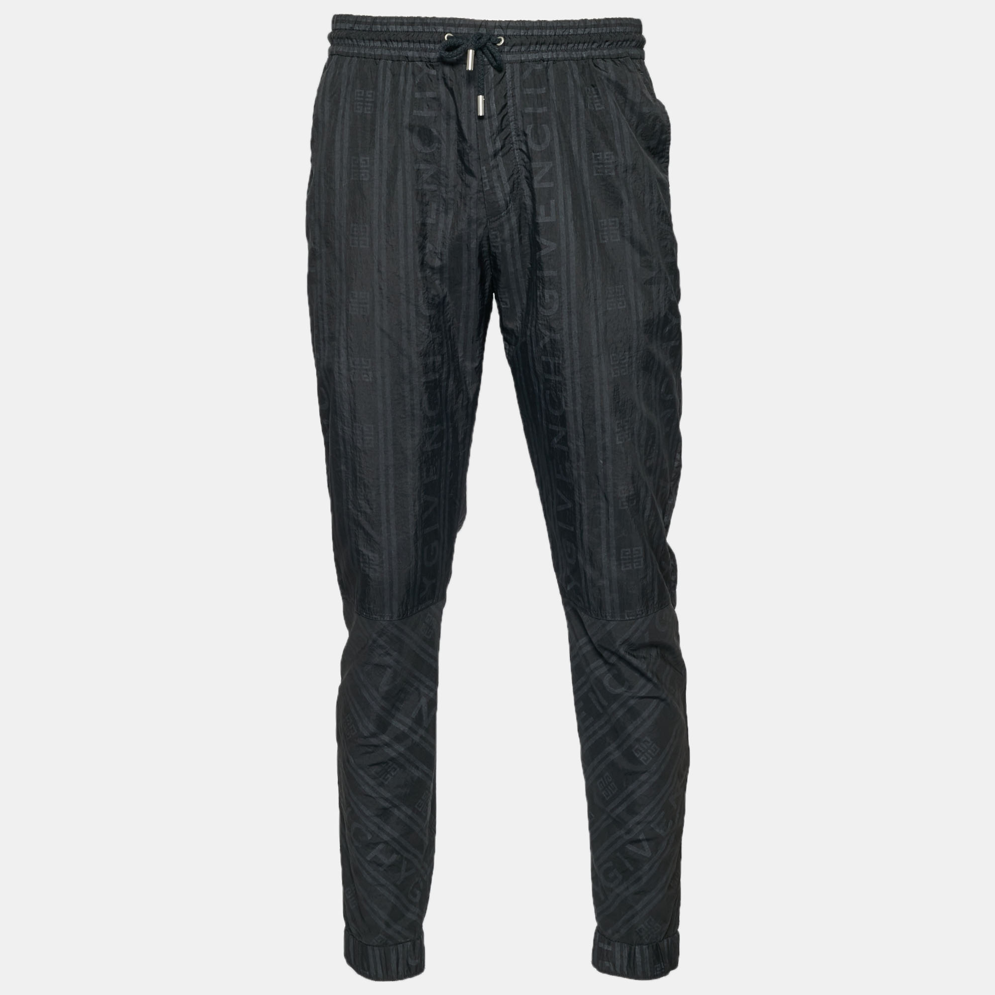 

Givenchy Black Logo Striped Nylon Trousers M