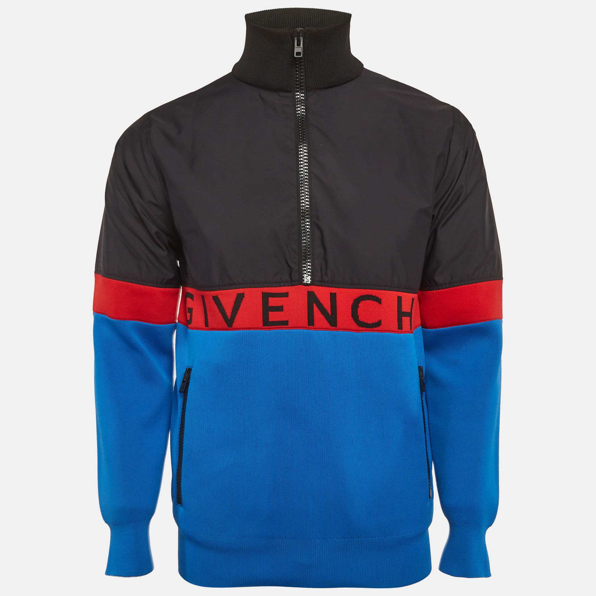 

Givenchy Black/Blue Jersey Half-Zip Jacket M