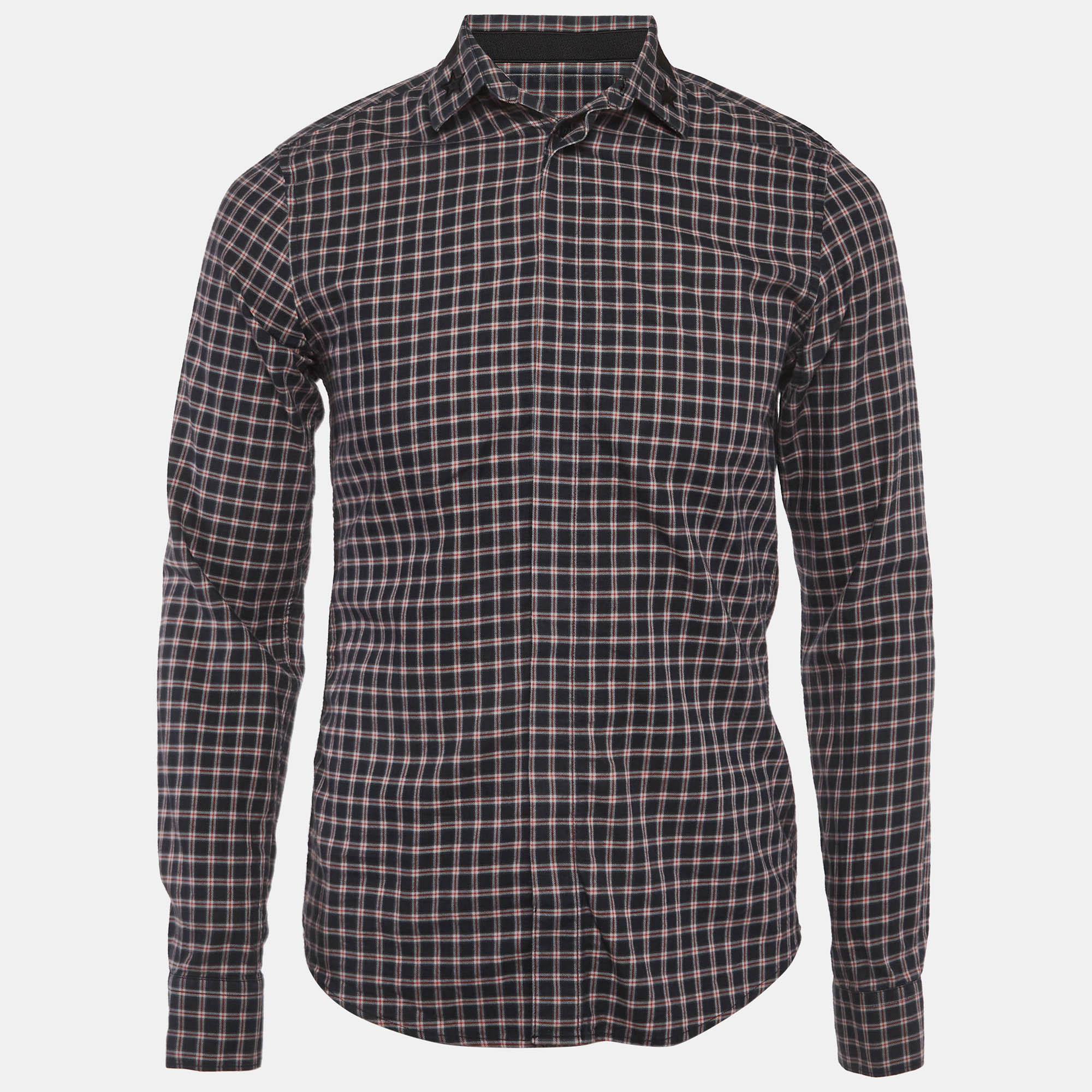 

Givenchy Blue/Red Checked Cotton Twill Slim Fit Shirt S