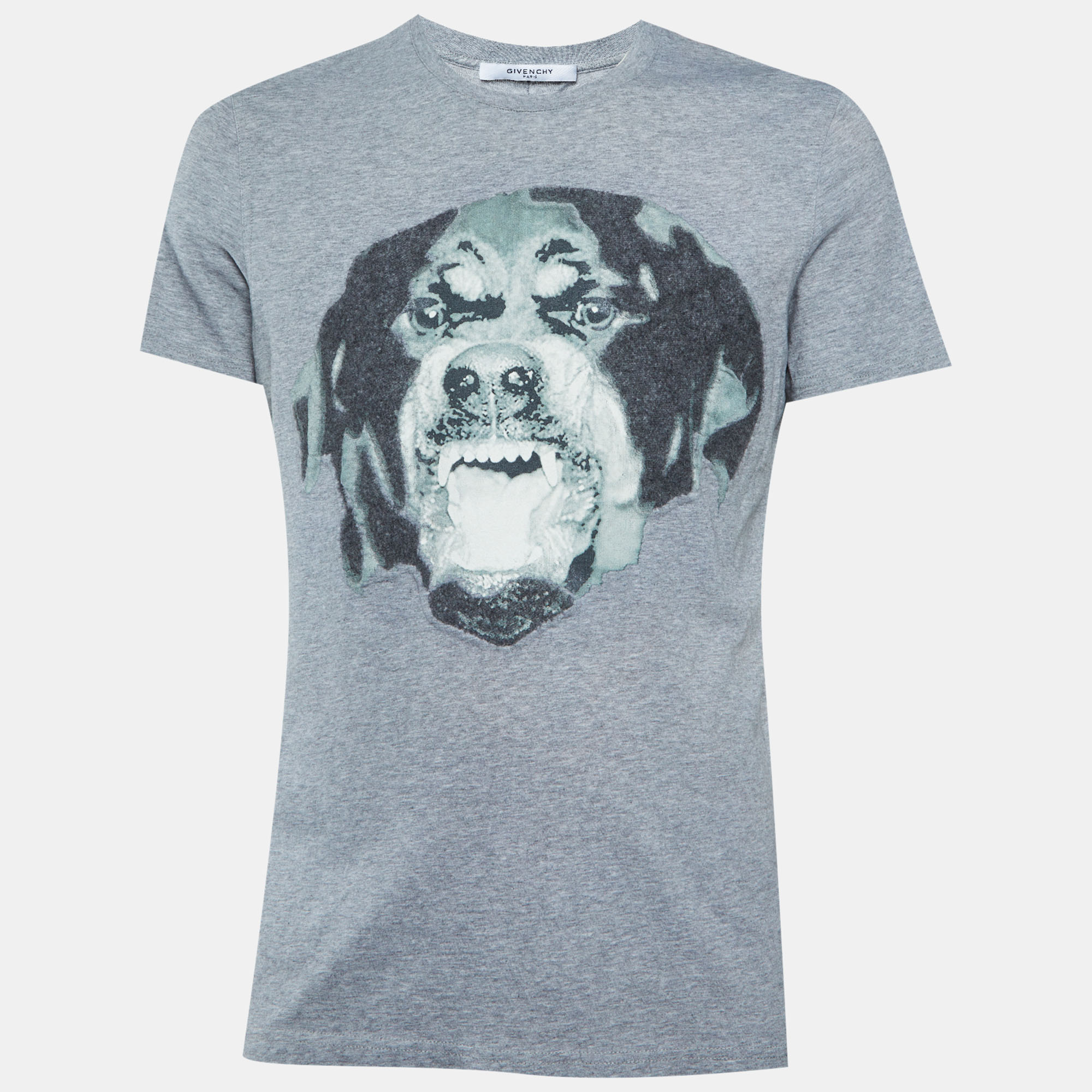 

Givenchy Grey Rottweiler Print Cotton Cuban Fit Crew Neck T-Shirt M
