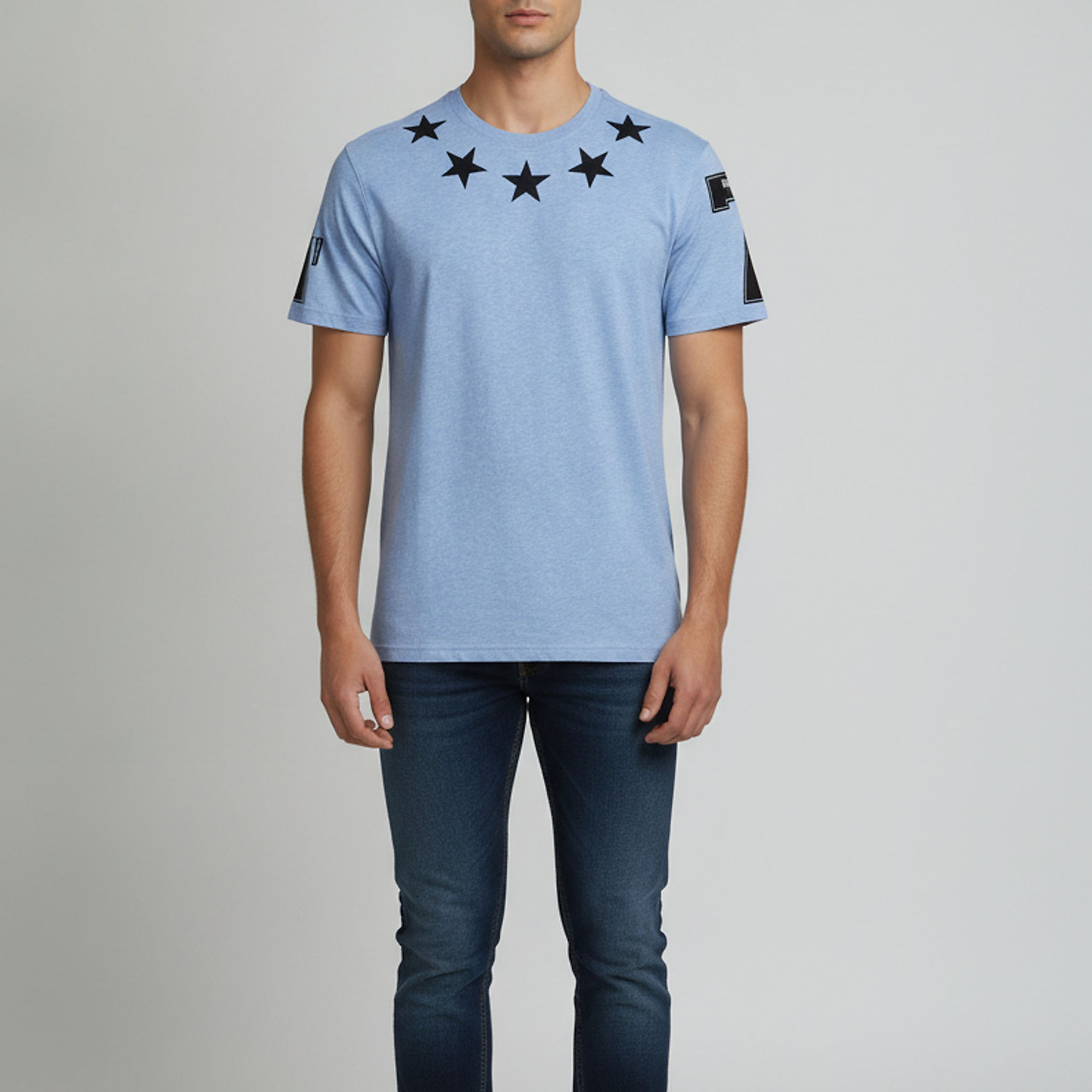 Givenchy Blue Cotton Star Patch Detail Crew Neck T-Shirt M