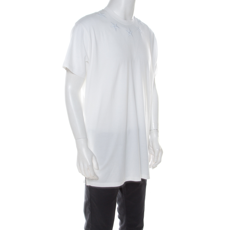 

Givenchy White Cotton Star Embroidered Colombian Fit T-Shirt