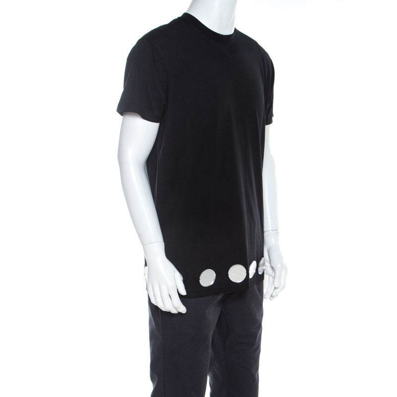 

Givenchy Black Cotton Jersey Knit Circular Mirror Embellished Columbian Fit T-Shirt